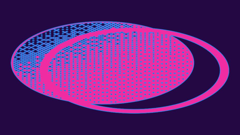Abstract digital art purple and blue oval shapes