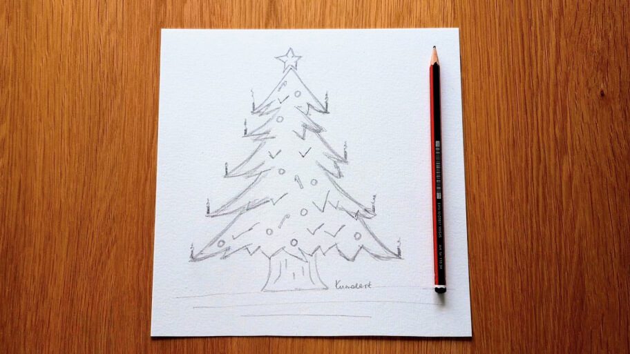 easy christmas tree drawings