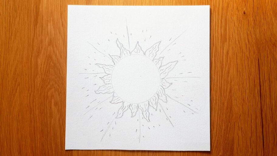 realistic sun pencil drawing