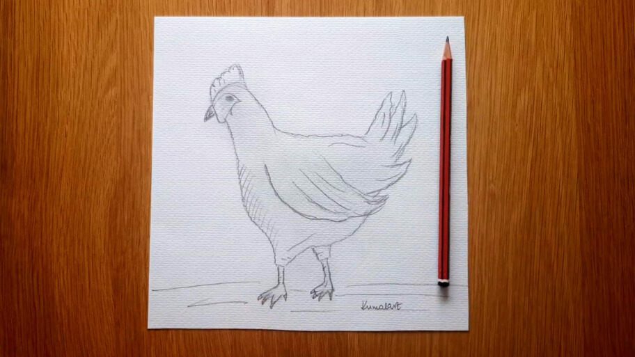 How to draw hen easy