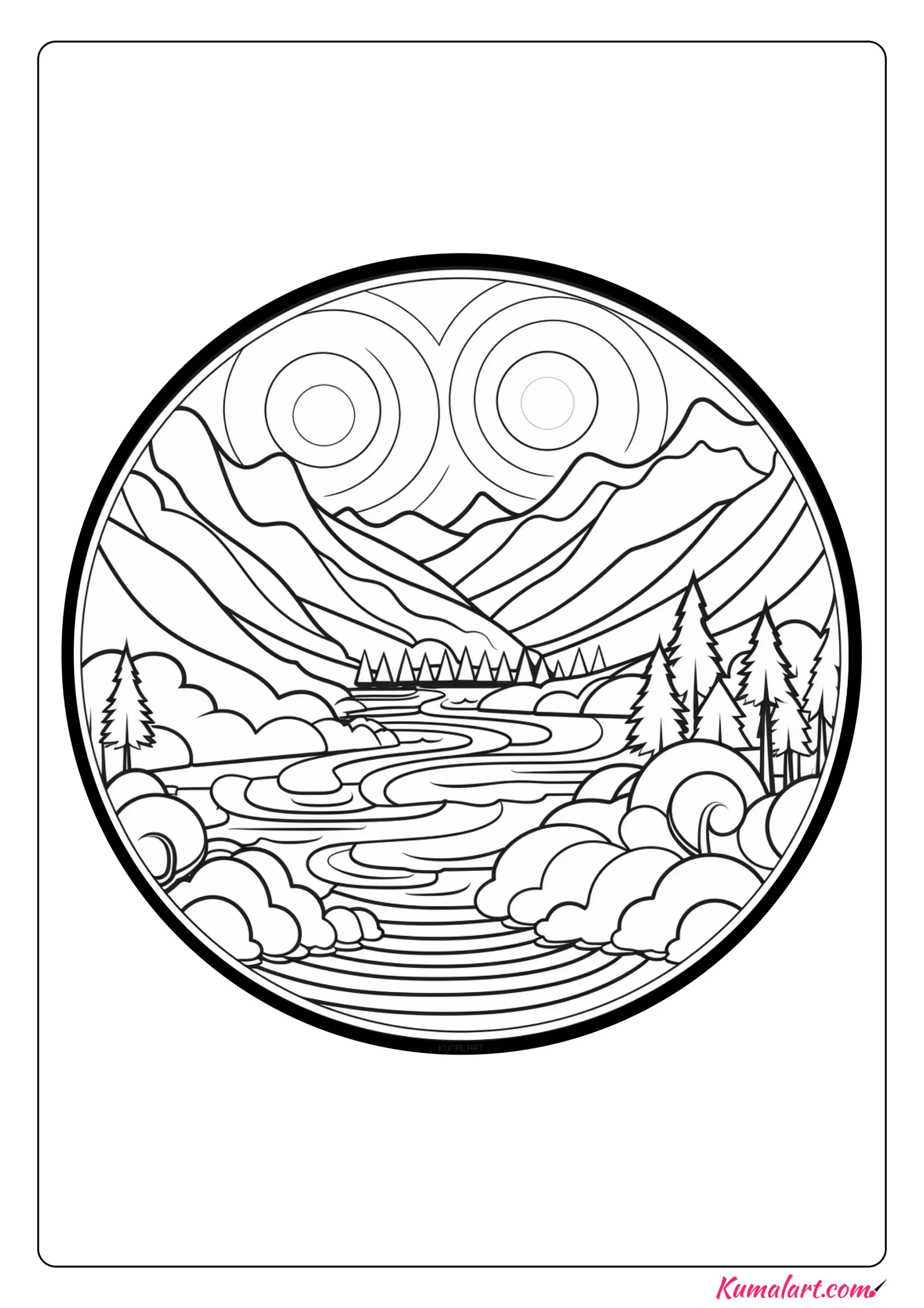 Abstract River Mandala Coloring Page