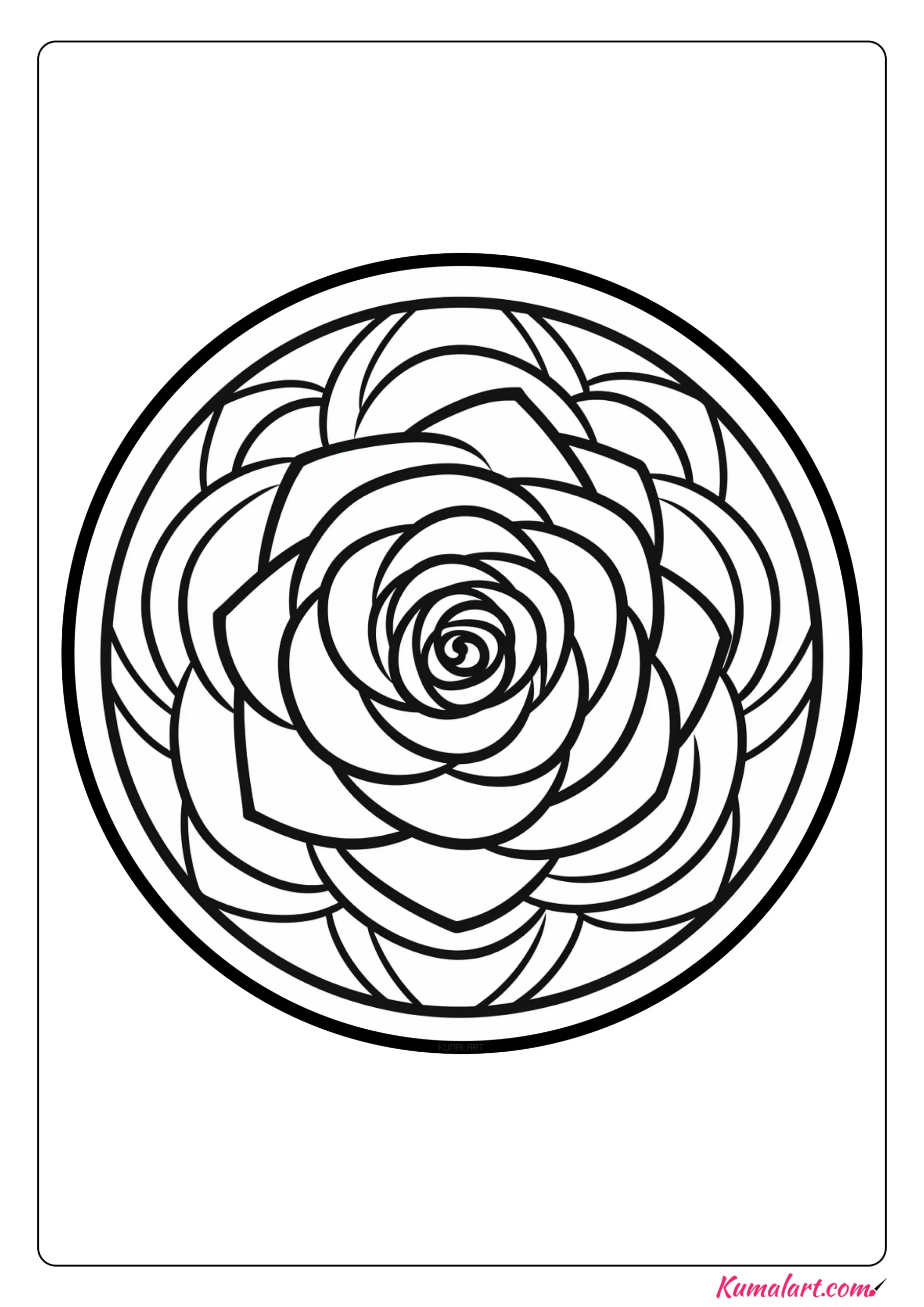Abstract Rose Mandala Coloring Page