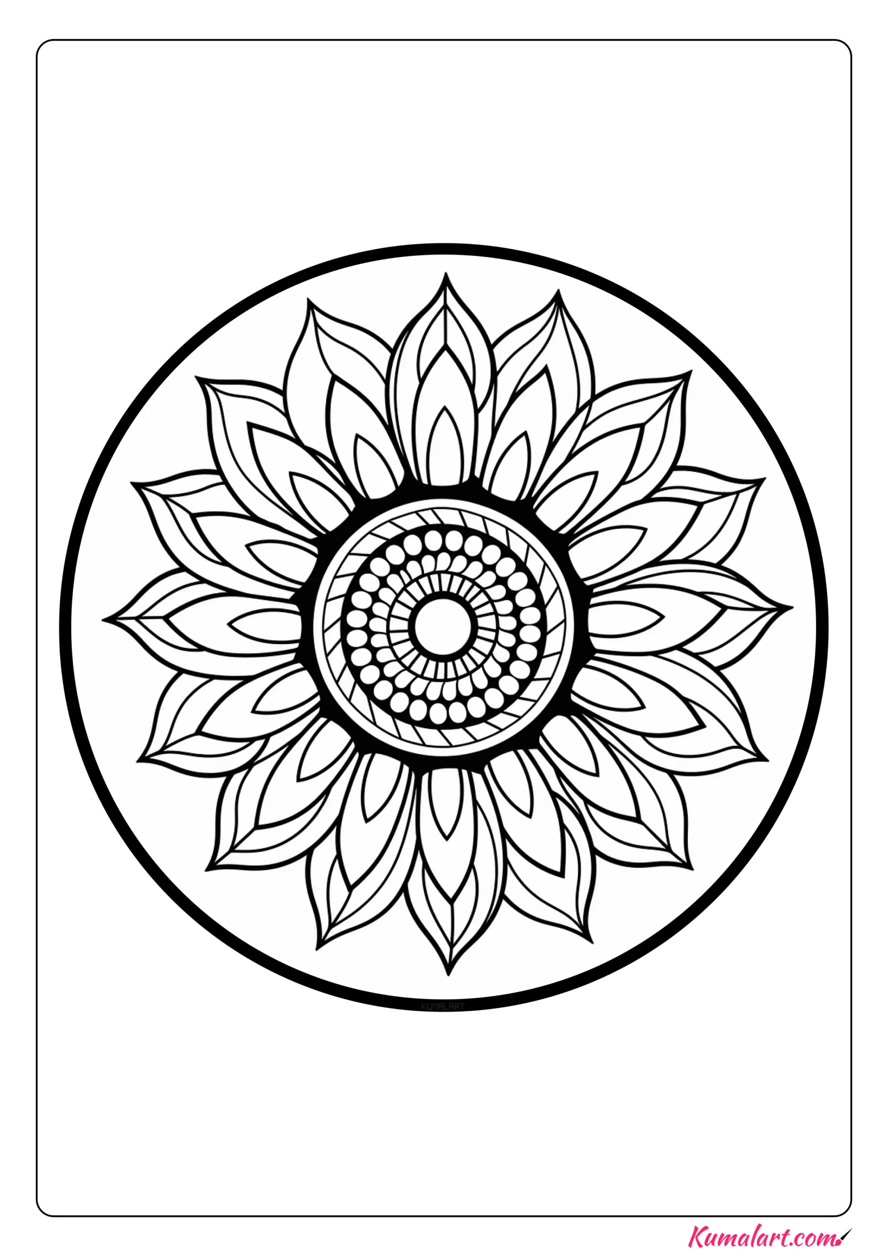 Abstract Sunflower Mandala Coloring Page