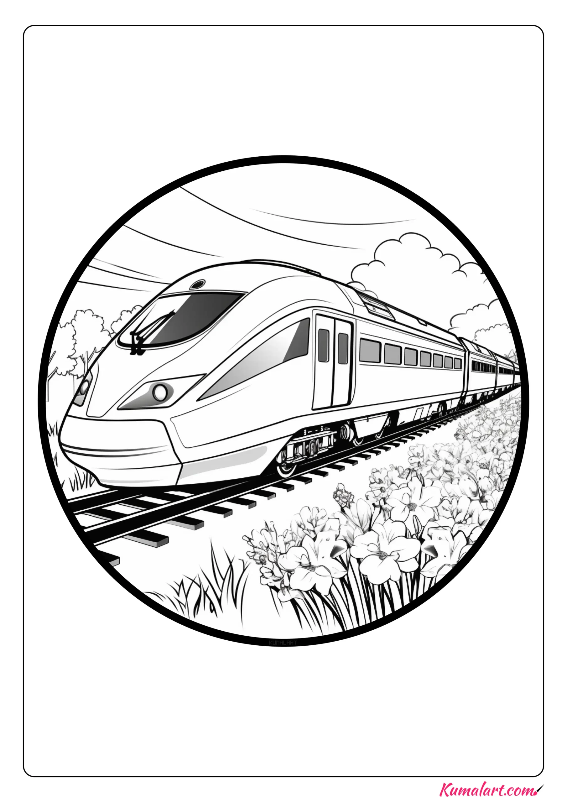 Accelerated Bullet Train Coloring Page
