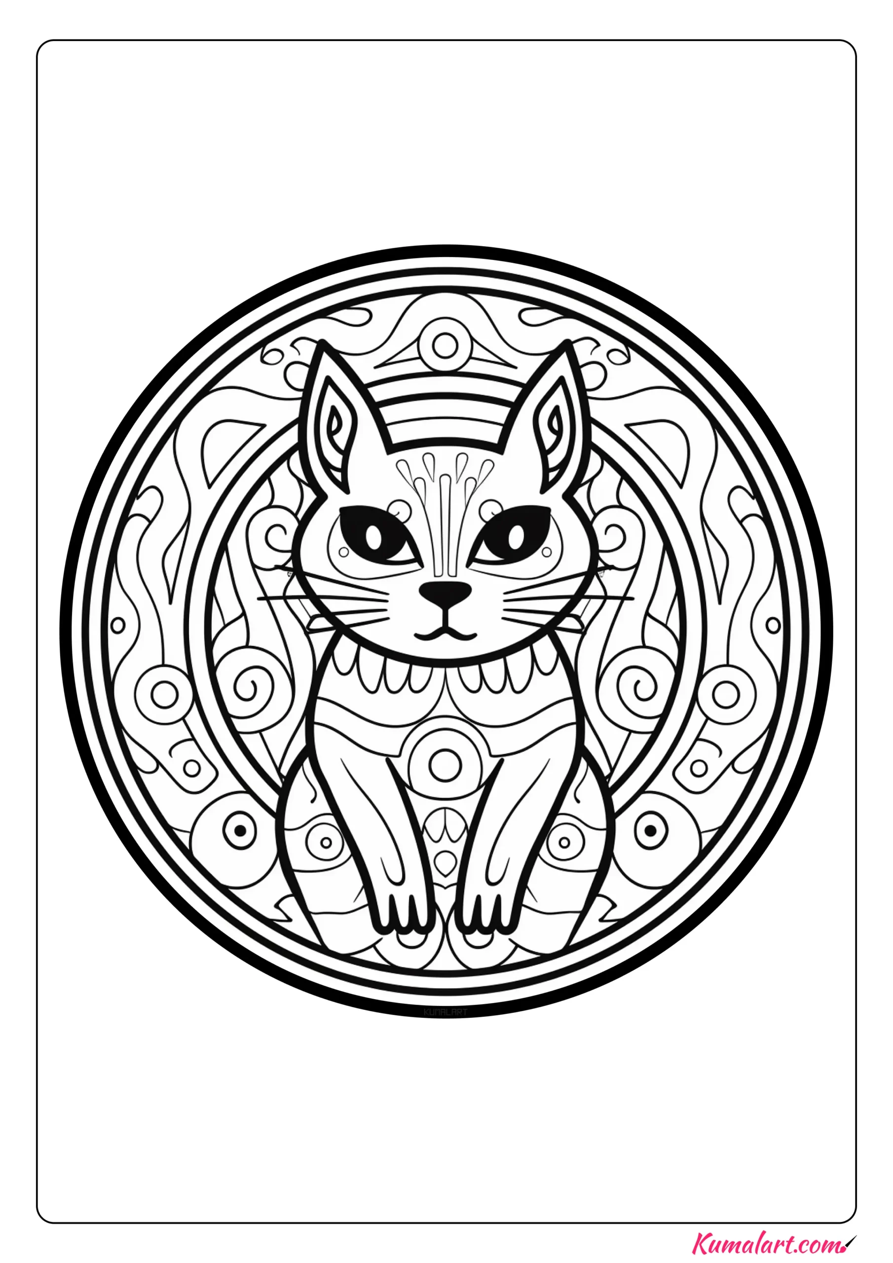 Alan the Cat Mandala Coloring Page