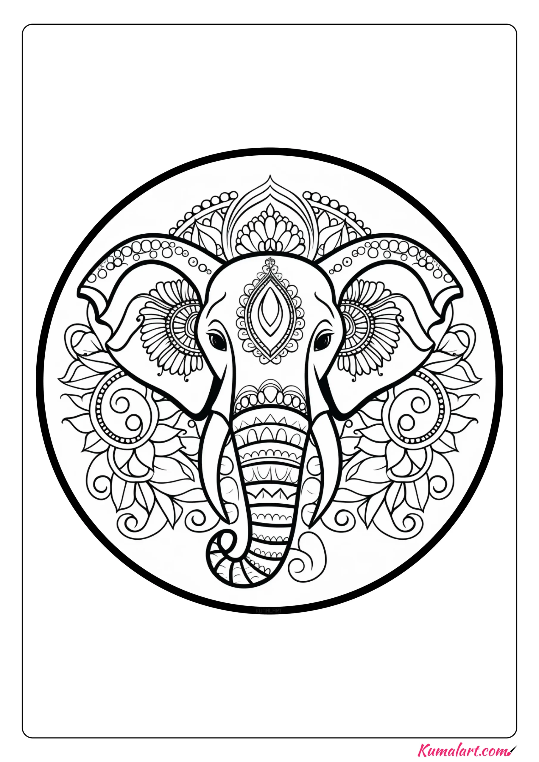 Alan the Elephant Mandala Coloring Page