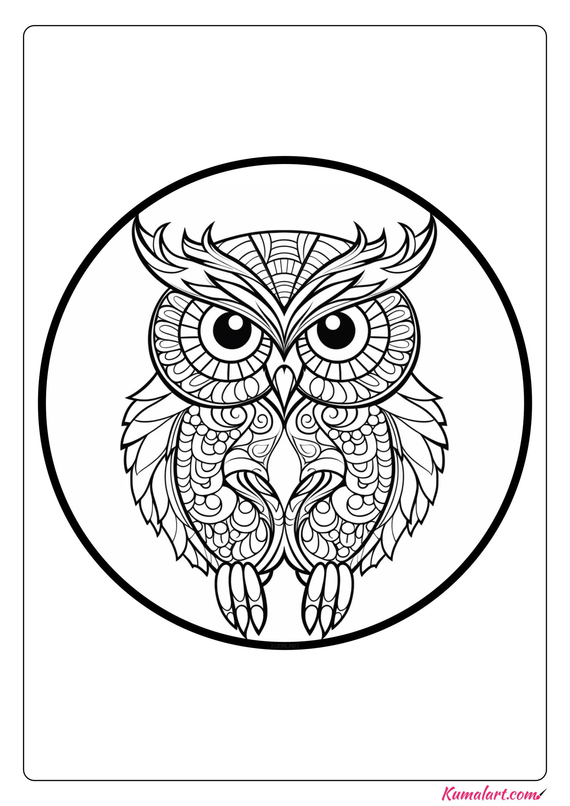 Alan the Owl Mandala Coloring Page