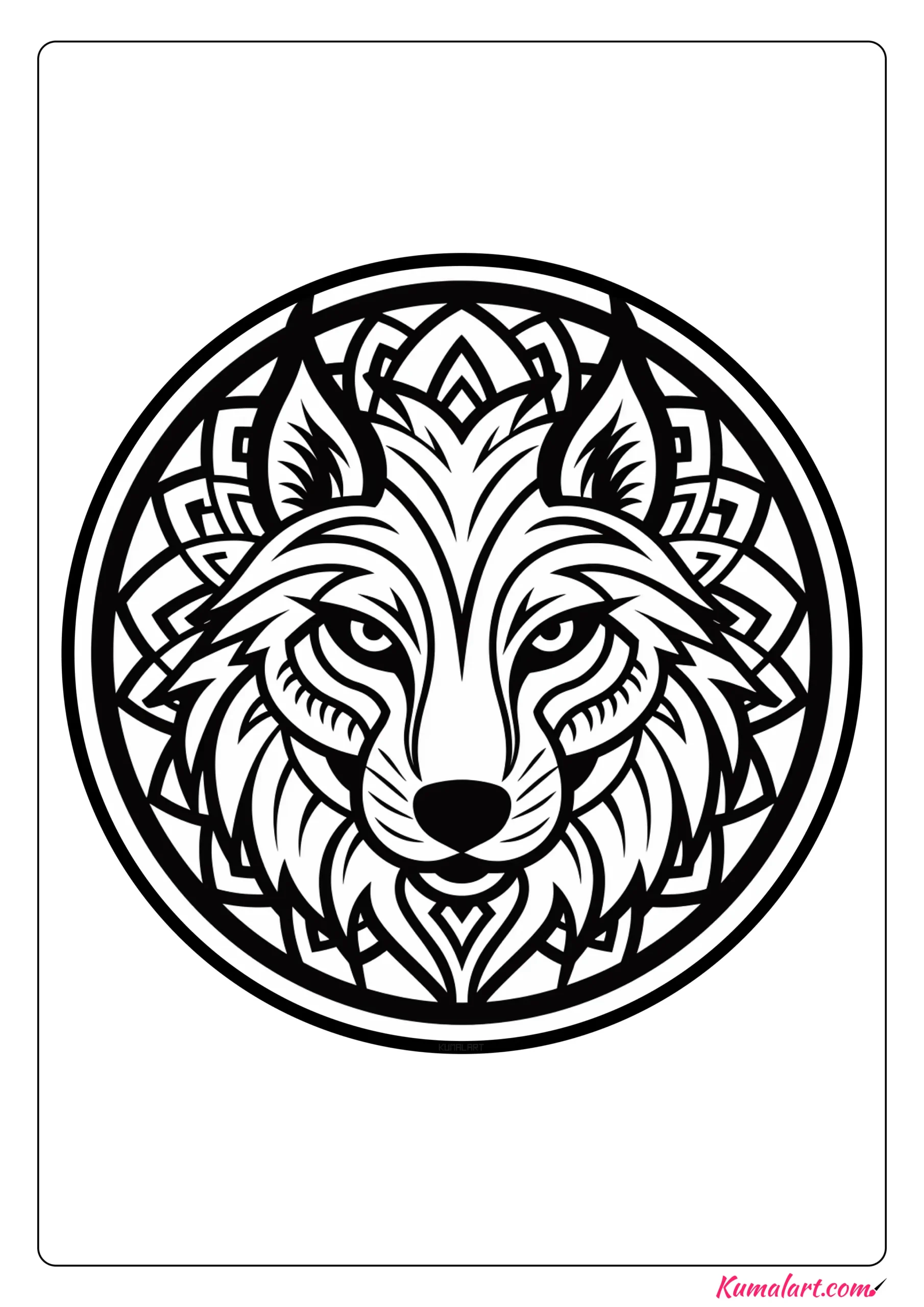 Alan the Wolf Mandala Coloring Page