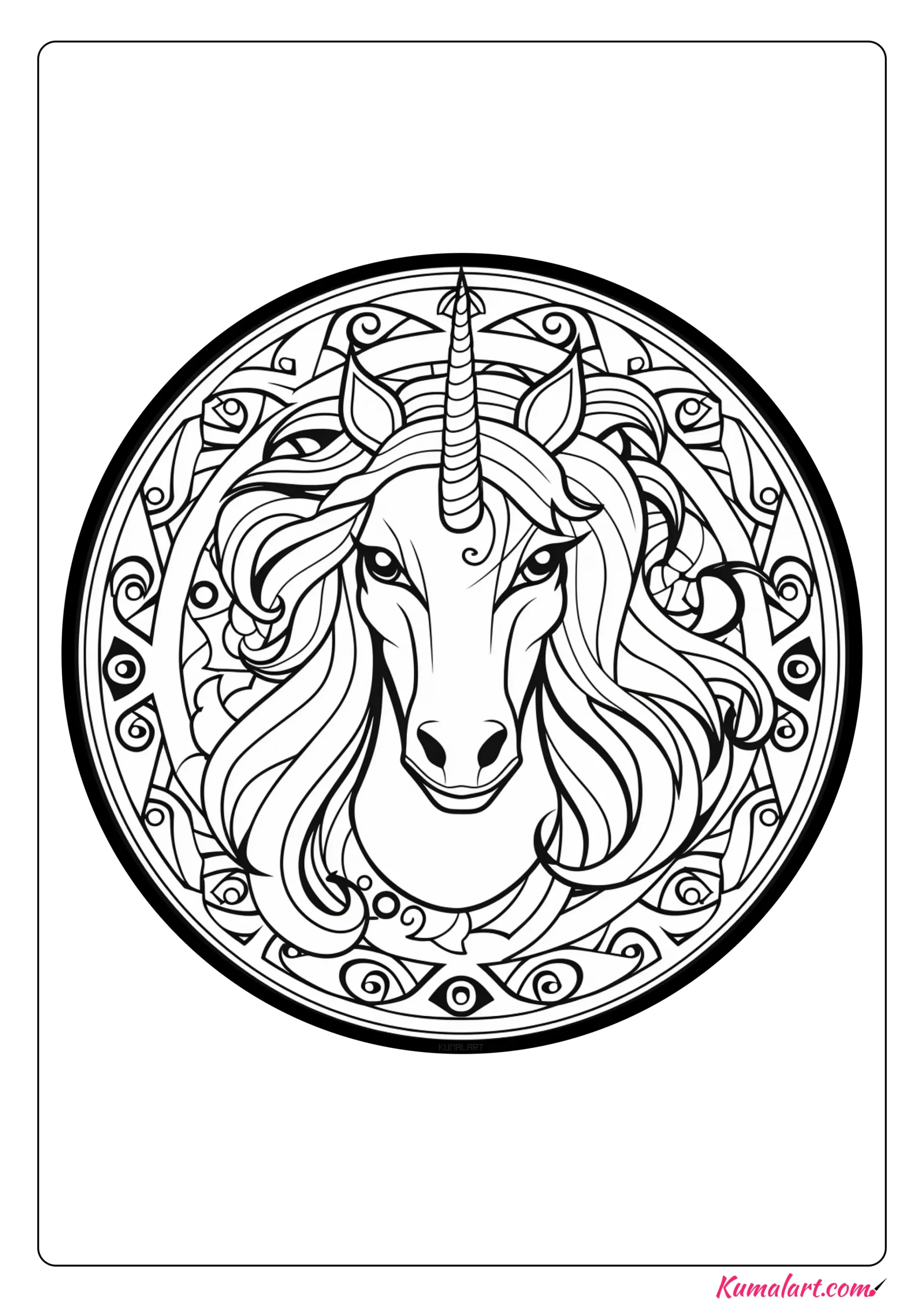 Alani the Unicorn Mandala Coloring Page