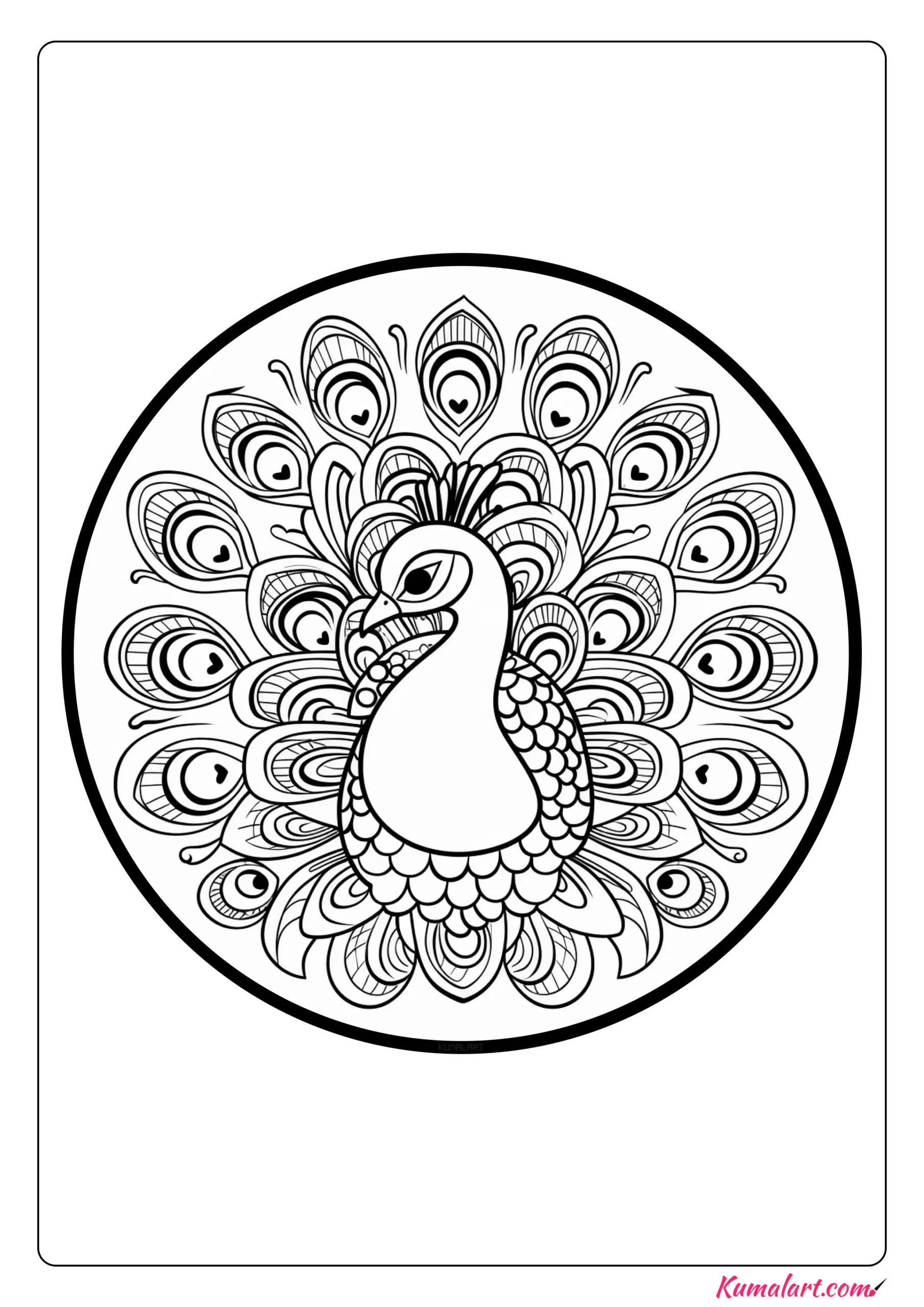Alice the Peacock Mandala Coloring Page