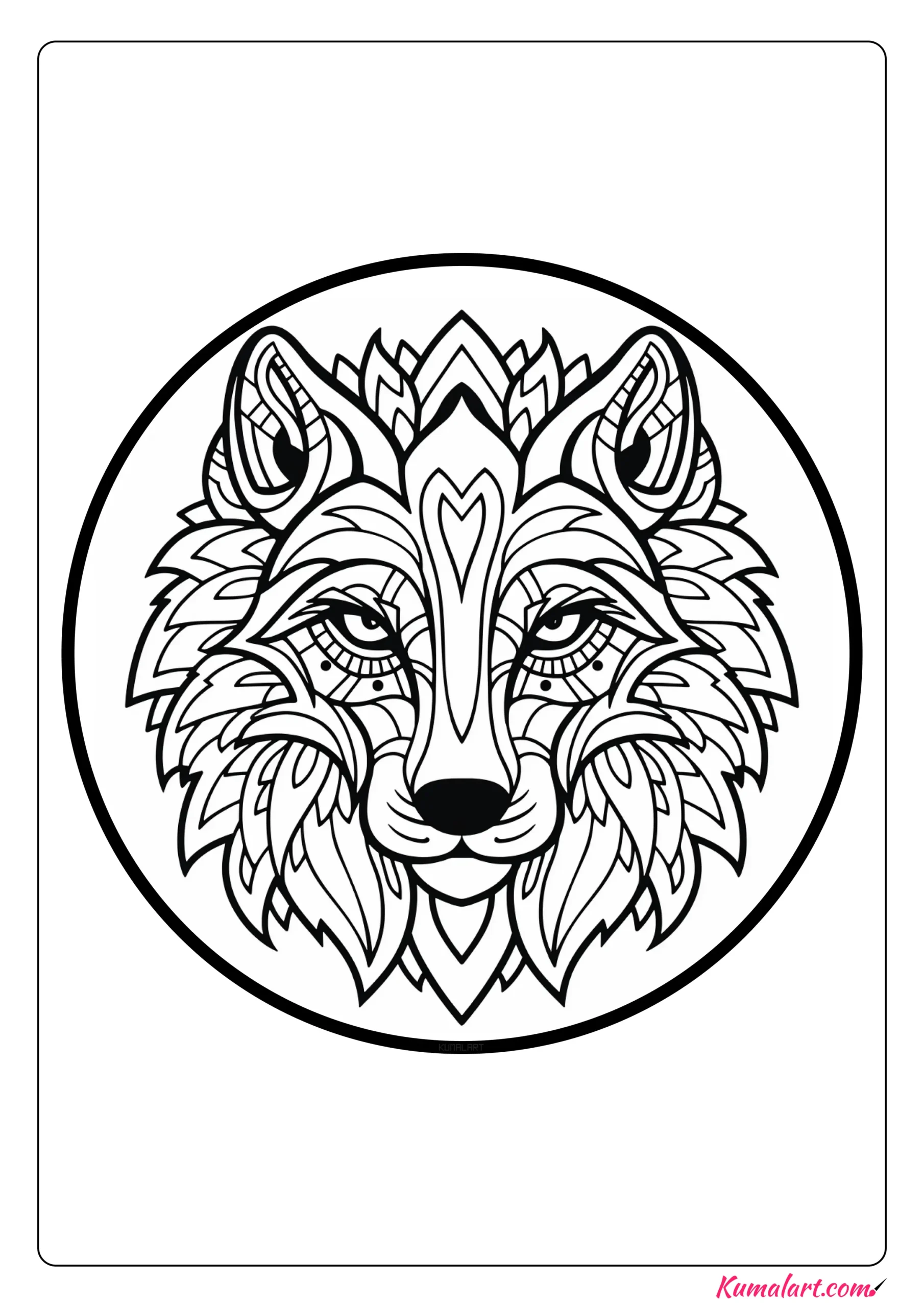 Alice the Wolf Mandala Coloring Page