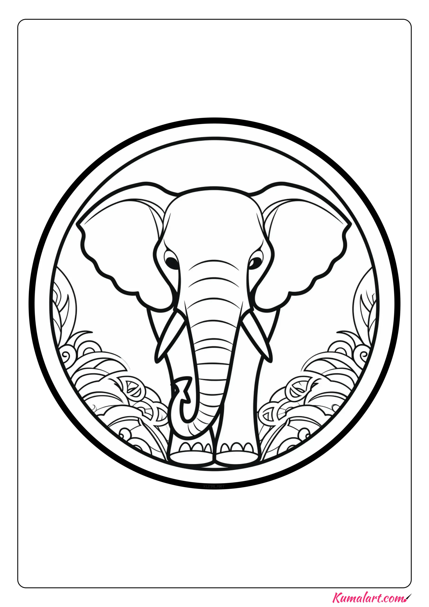 Amelia the Elephant Mandala Coloring Page
