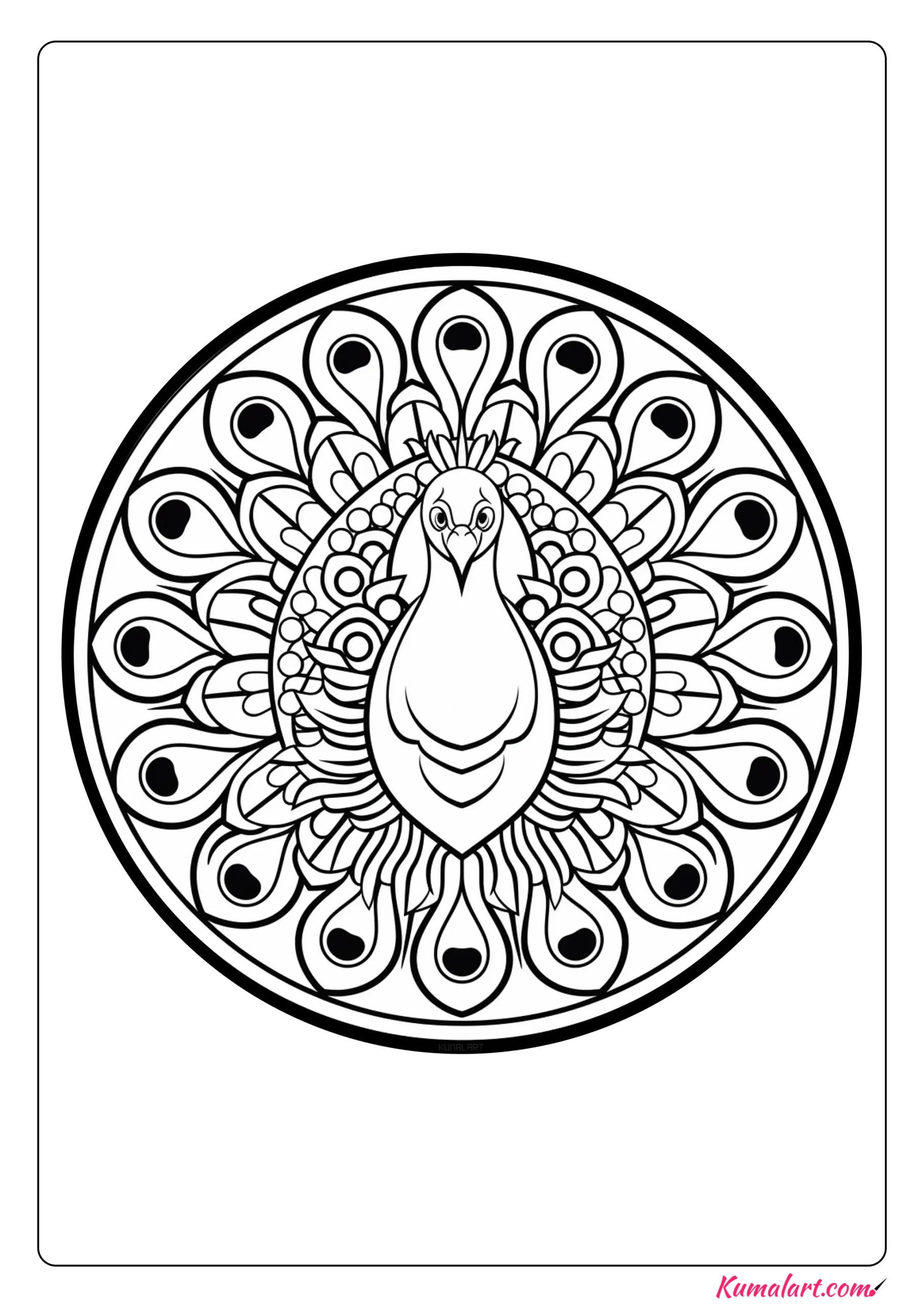 Amelia the Peacock Mandala Coloring Page