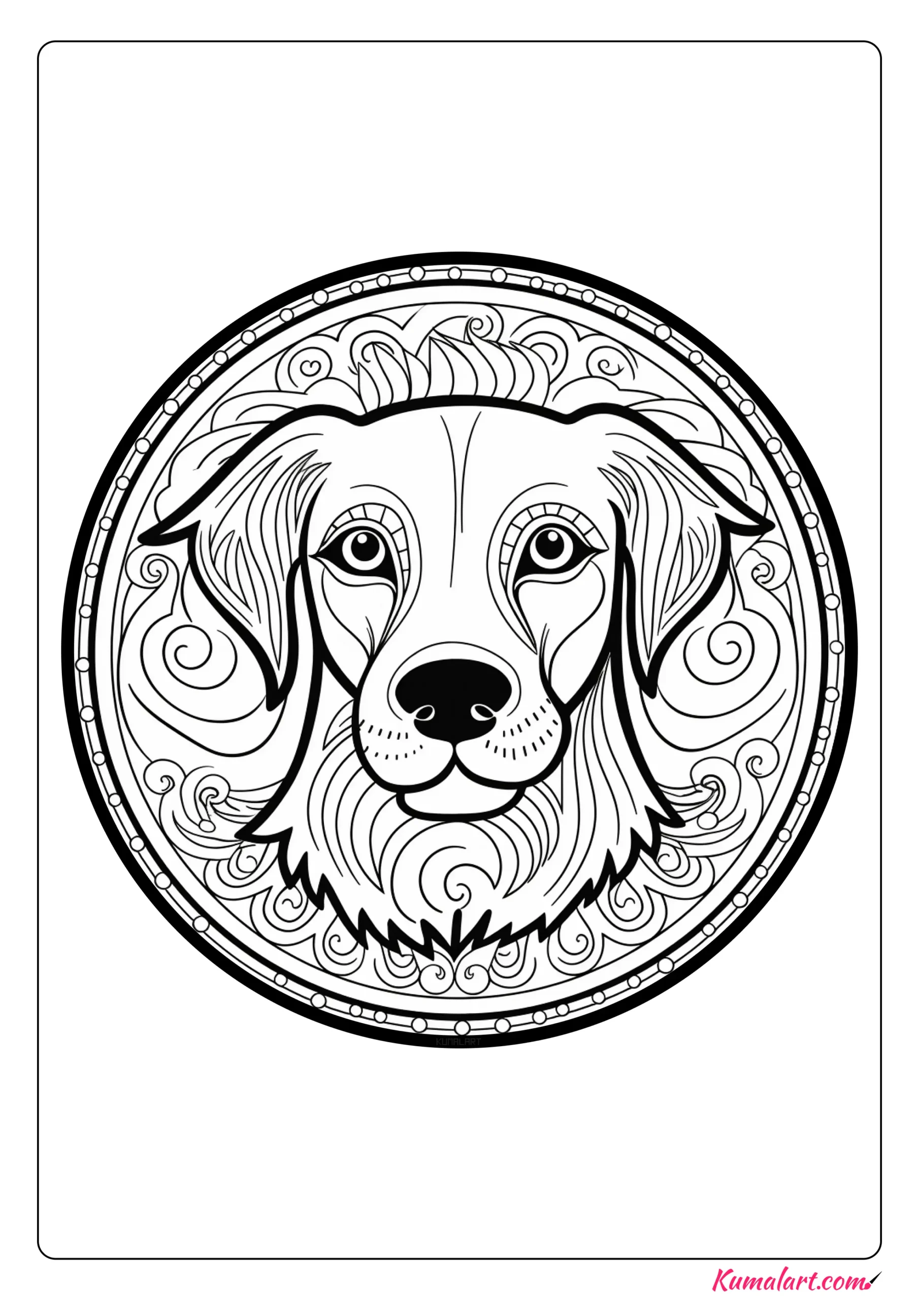 Astra the Dog Mandala Coloring Page
