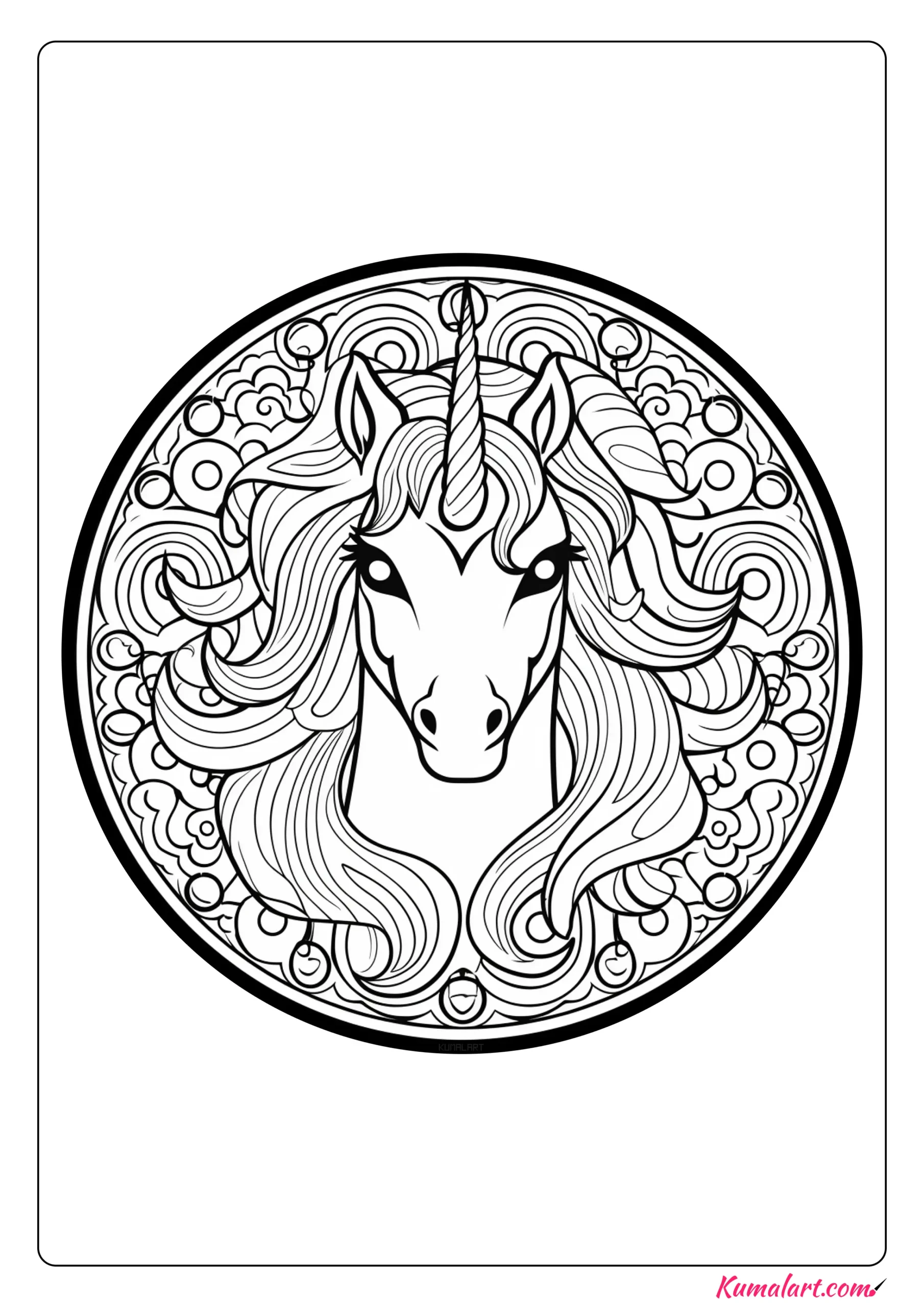 Astro the Unicorn Mandala Coloring Page