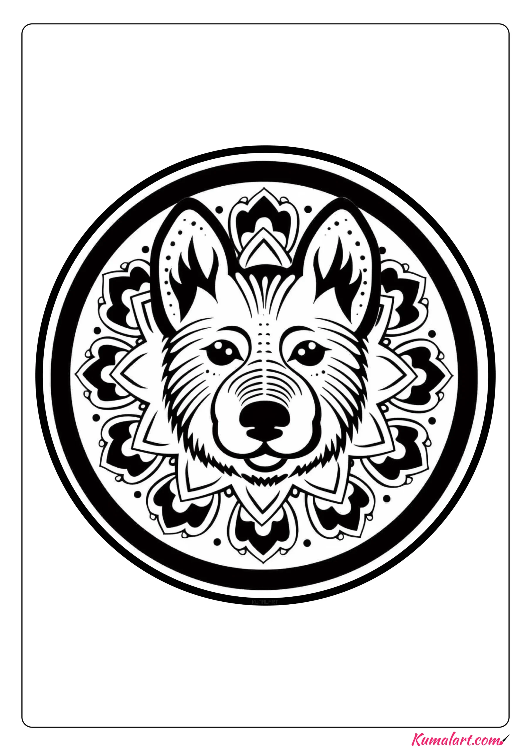 Bear Dog Mandala Coloring Page