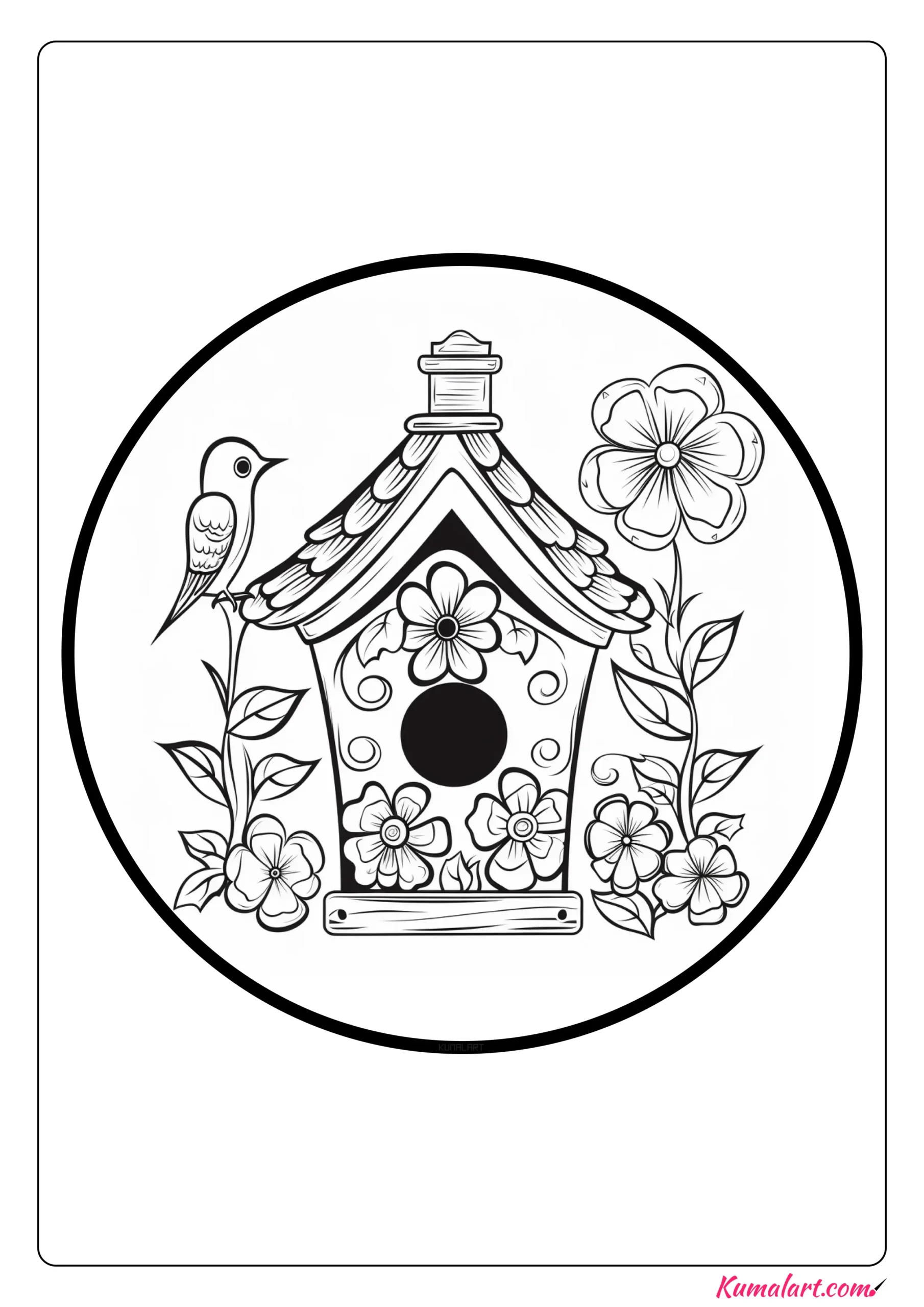 Beautiful Birdhouse Coloring Page