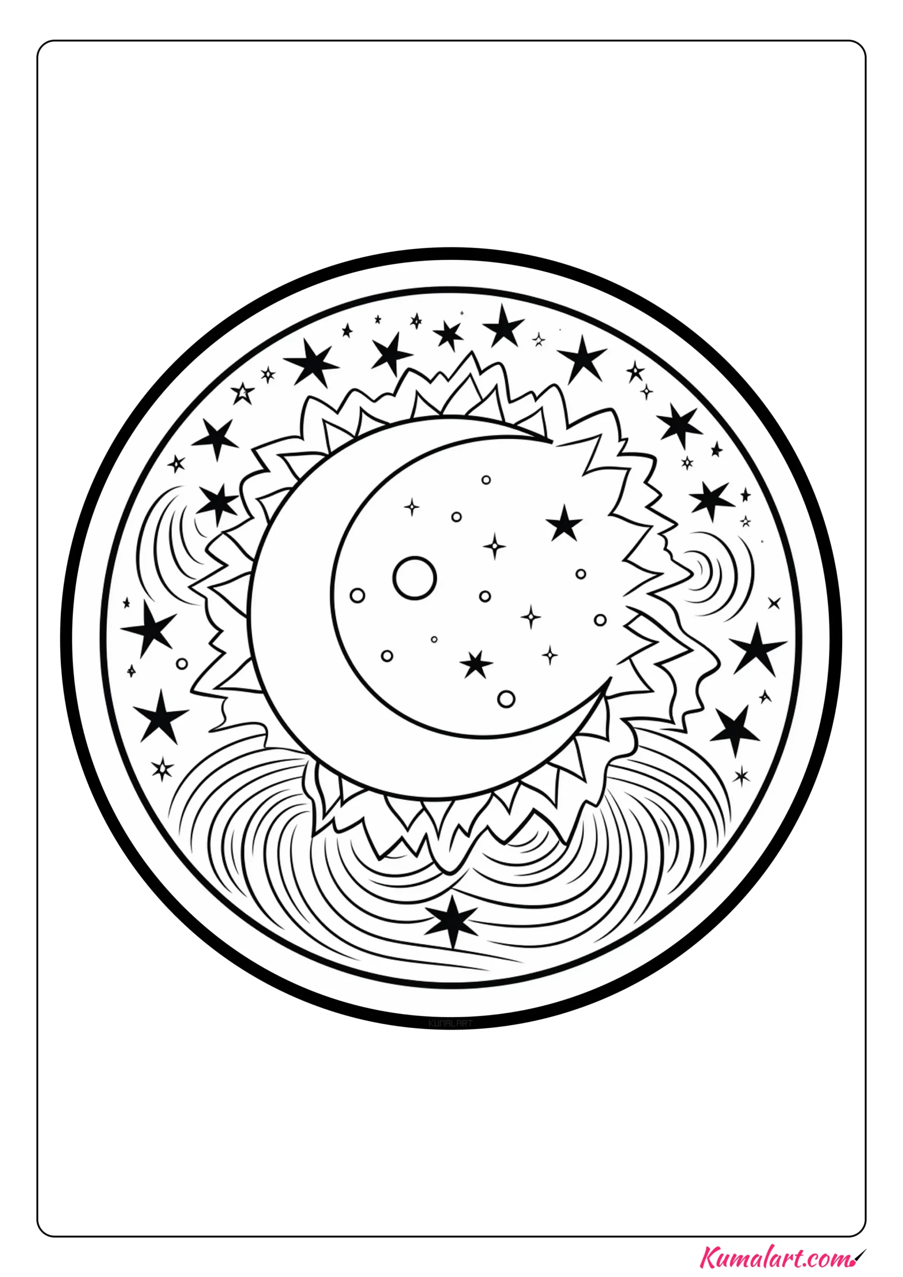 Beautiful Moon Mandala Coloring Page