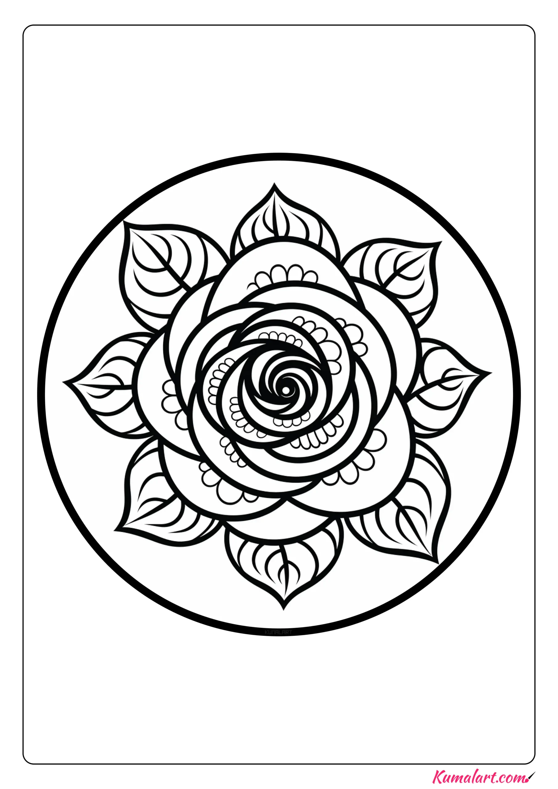 Beautiful Rose Mandala Coloring Page