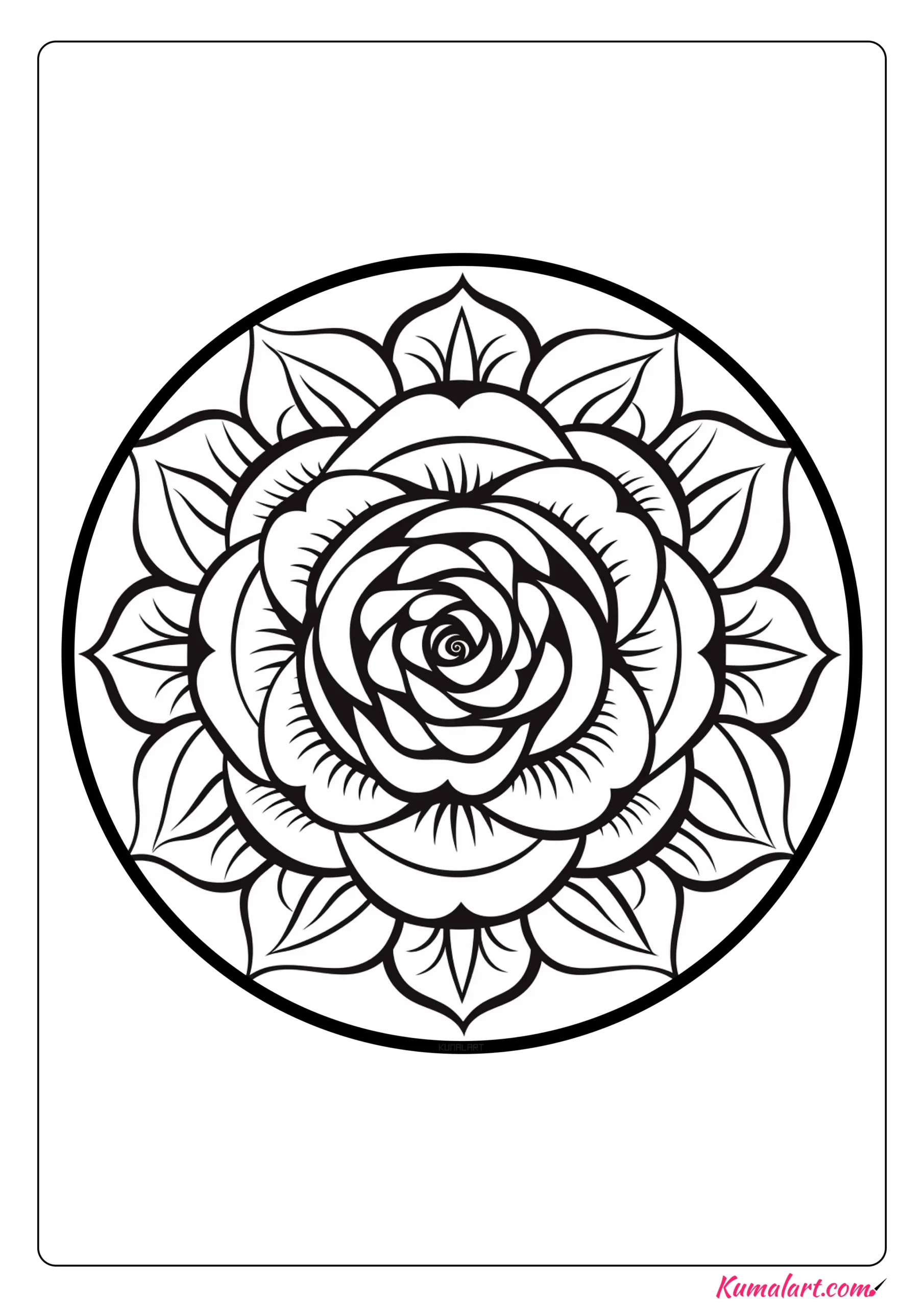 Blossom Rose Mandala Coloring Page