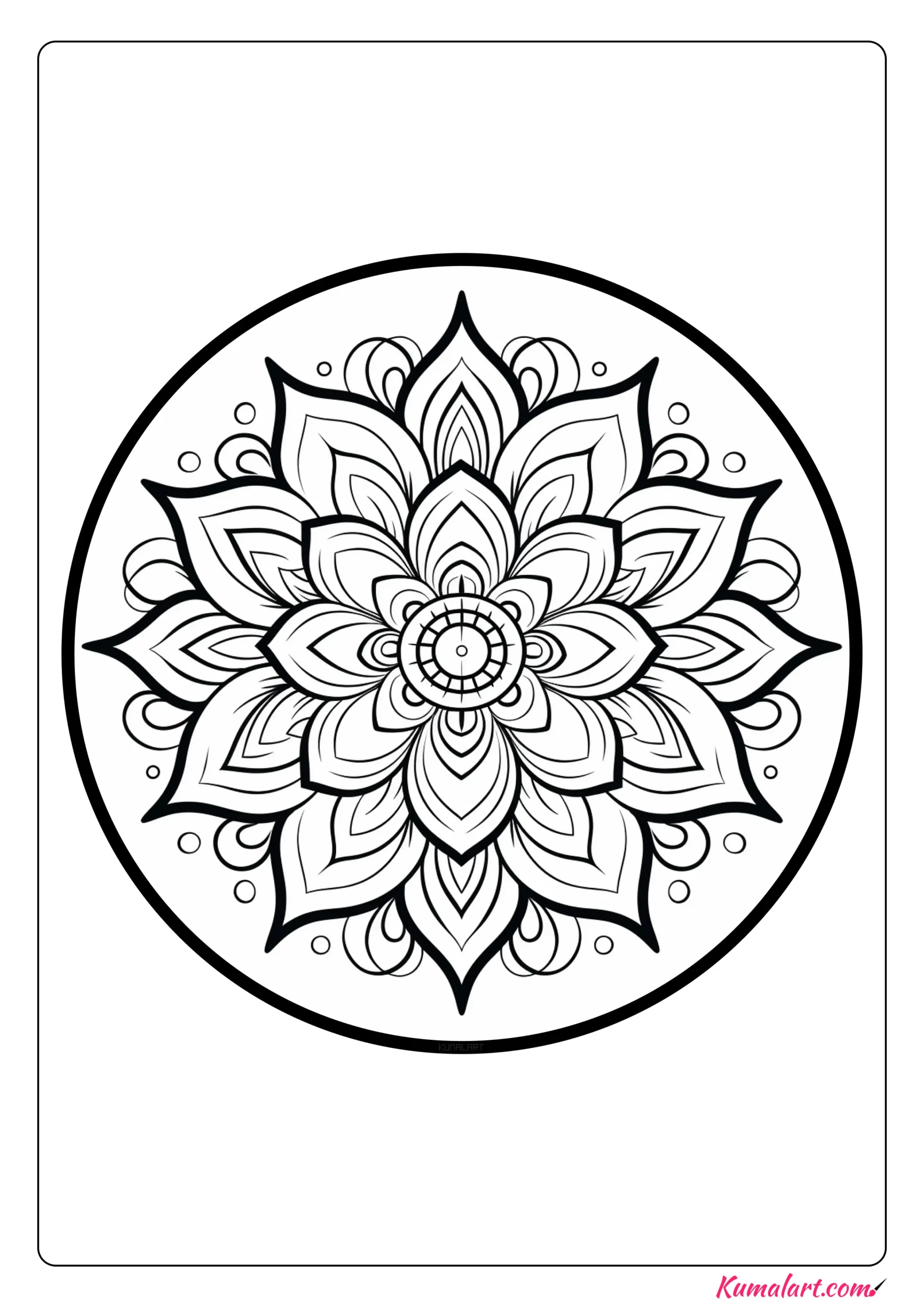 Buddhism Lotus Flower Mandala Coloring Page