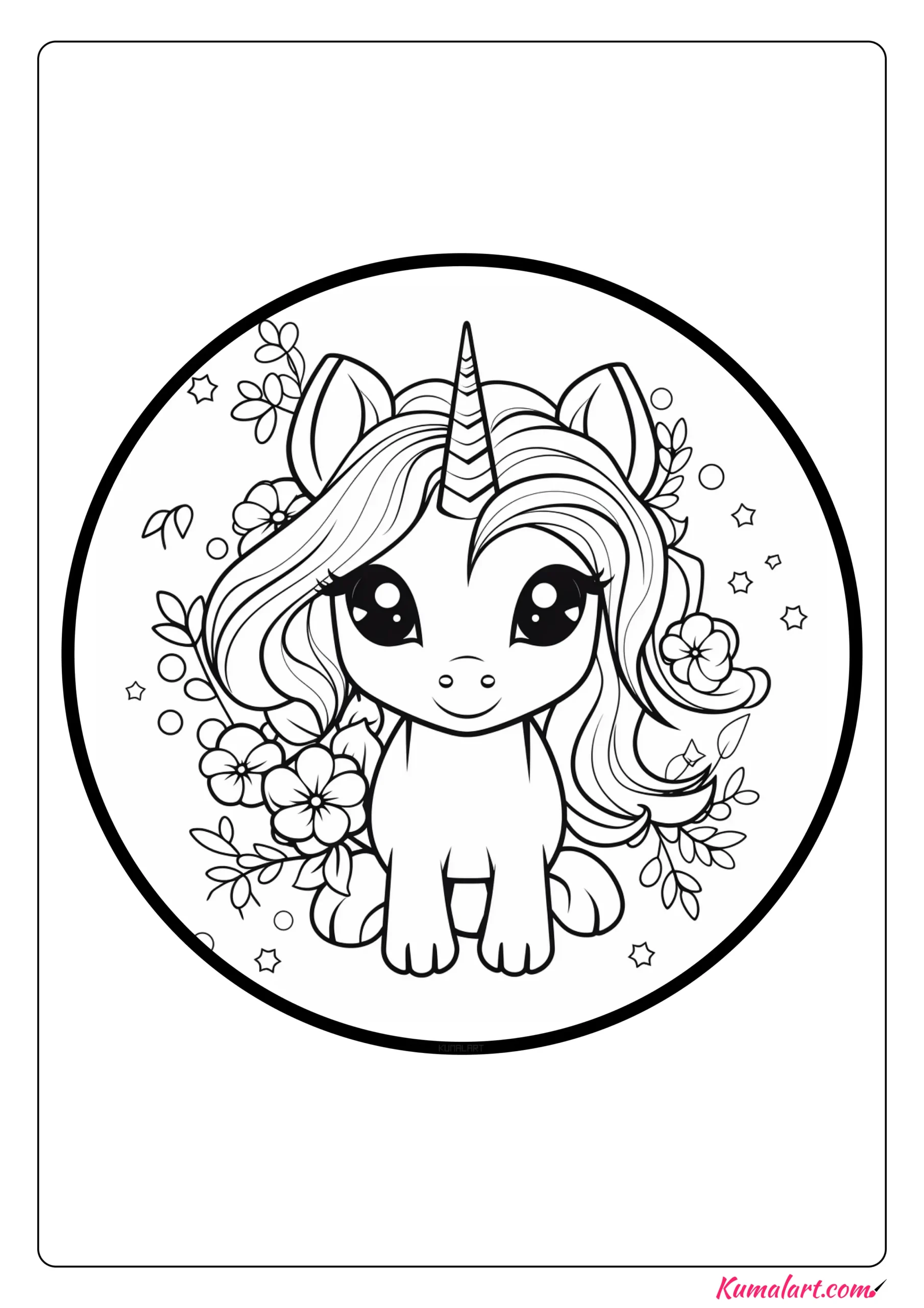 Charlie Fancy Unicorn Coloring Page