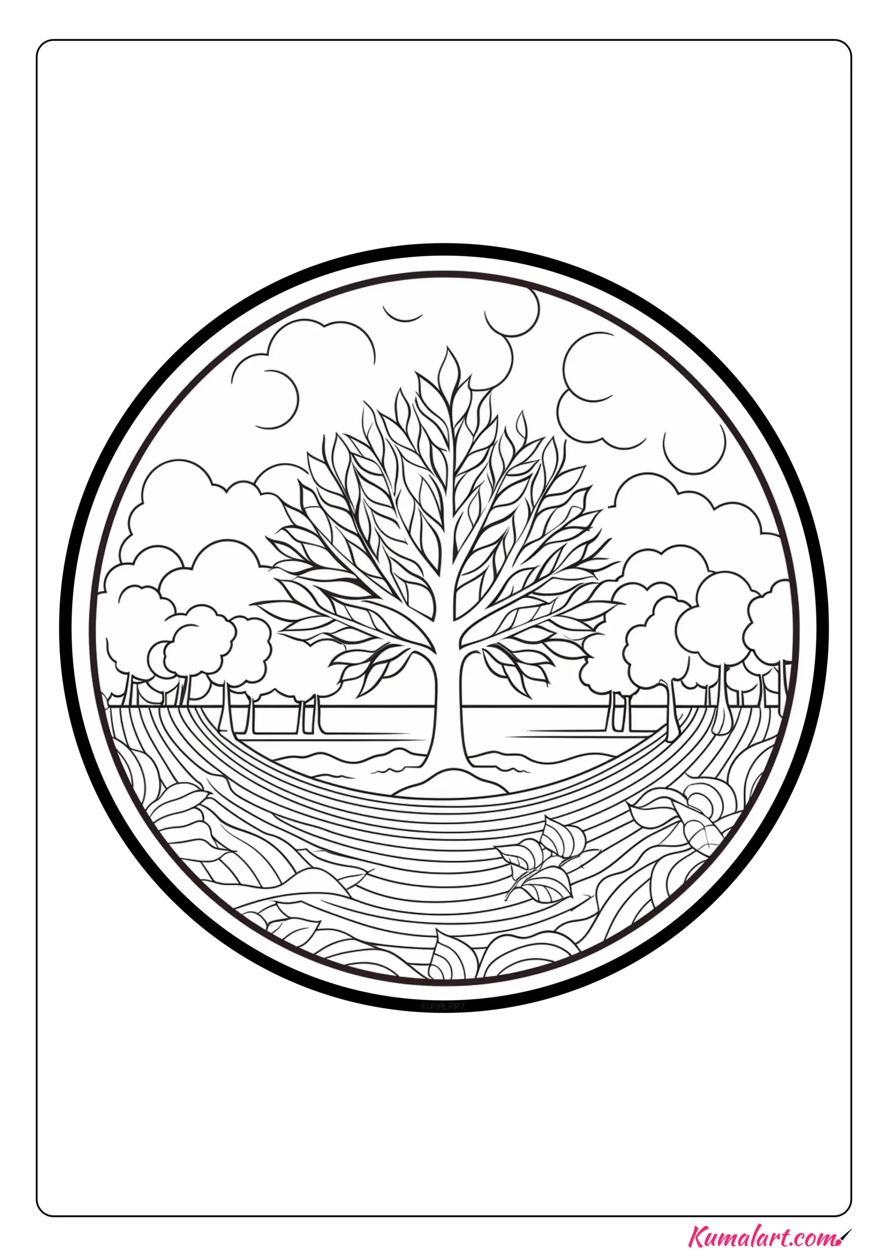 Chilly Autumn Mandala Coloring Page