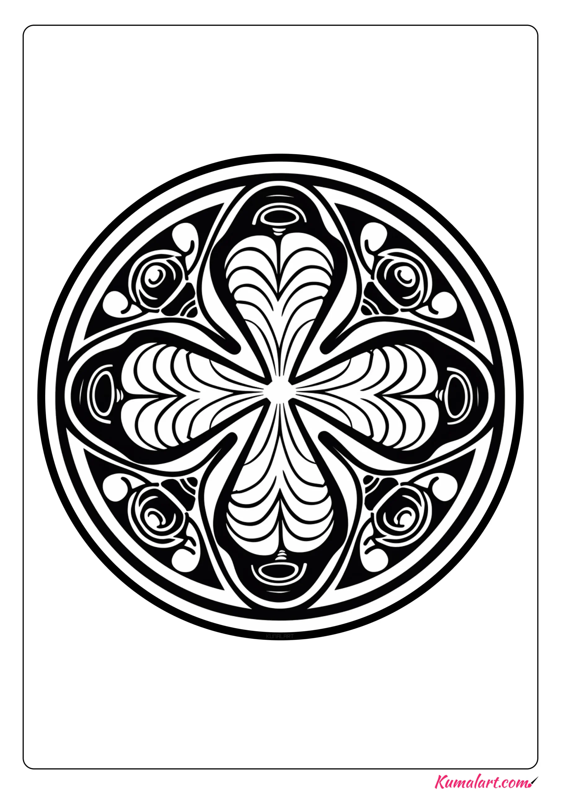 Curve Shamrock St Patrick’s Day Mandala Coloring Page