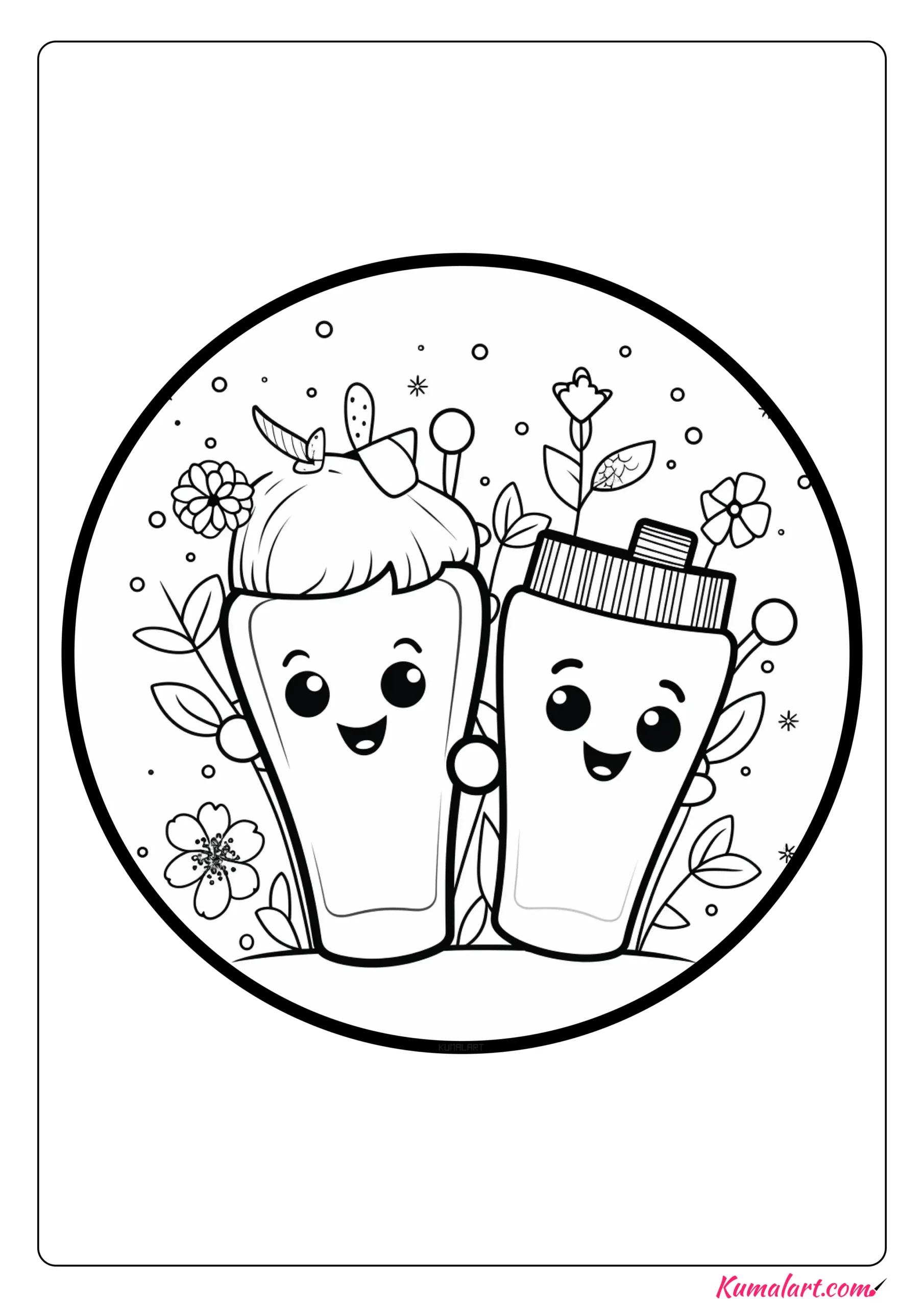 Cute Tooth Brushing Coloring Page