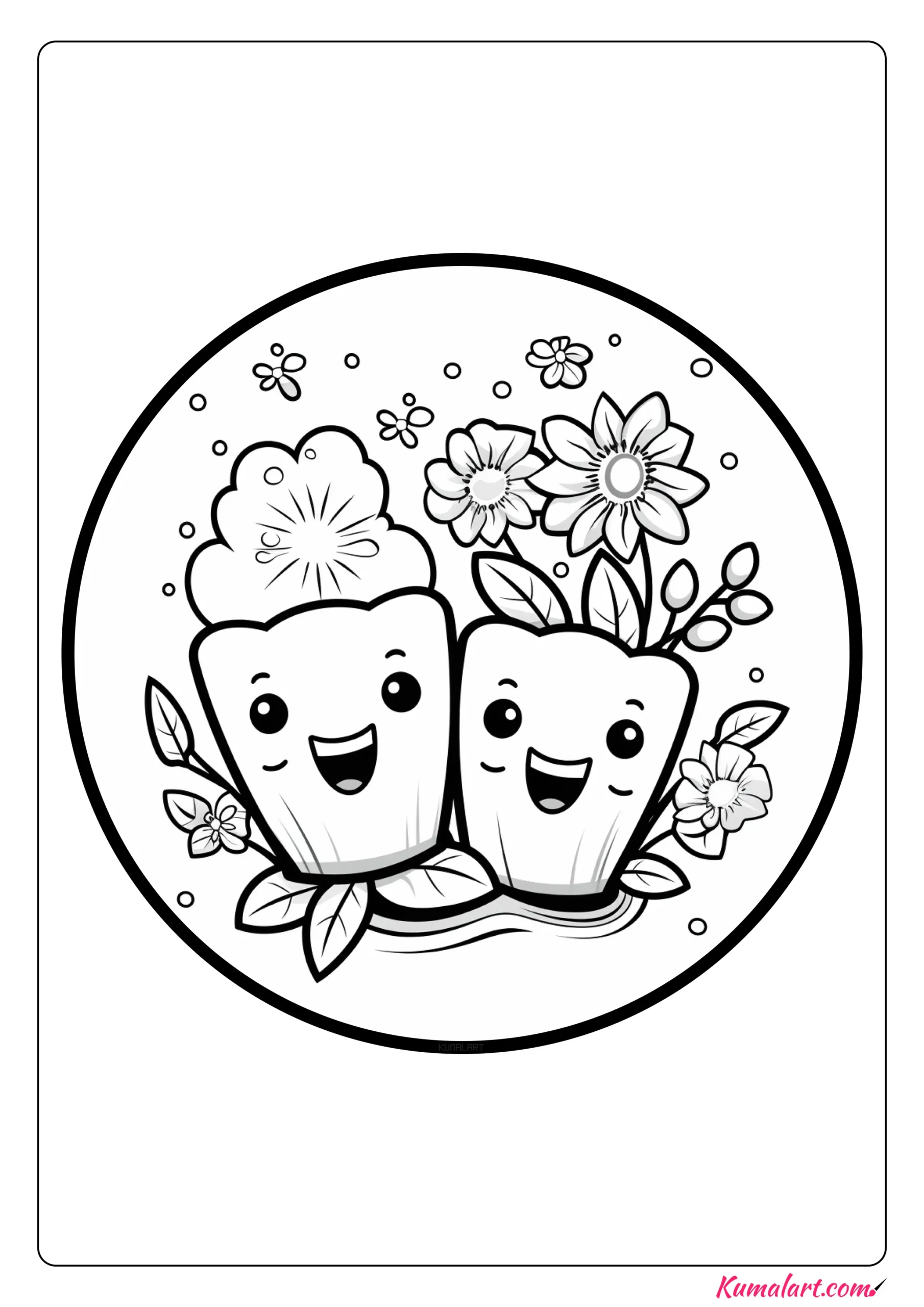 Delightful Tooth Brushing Coloring Page