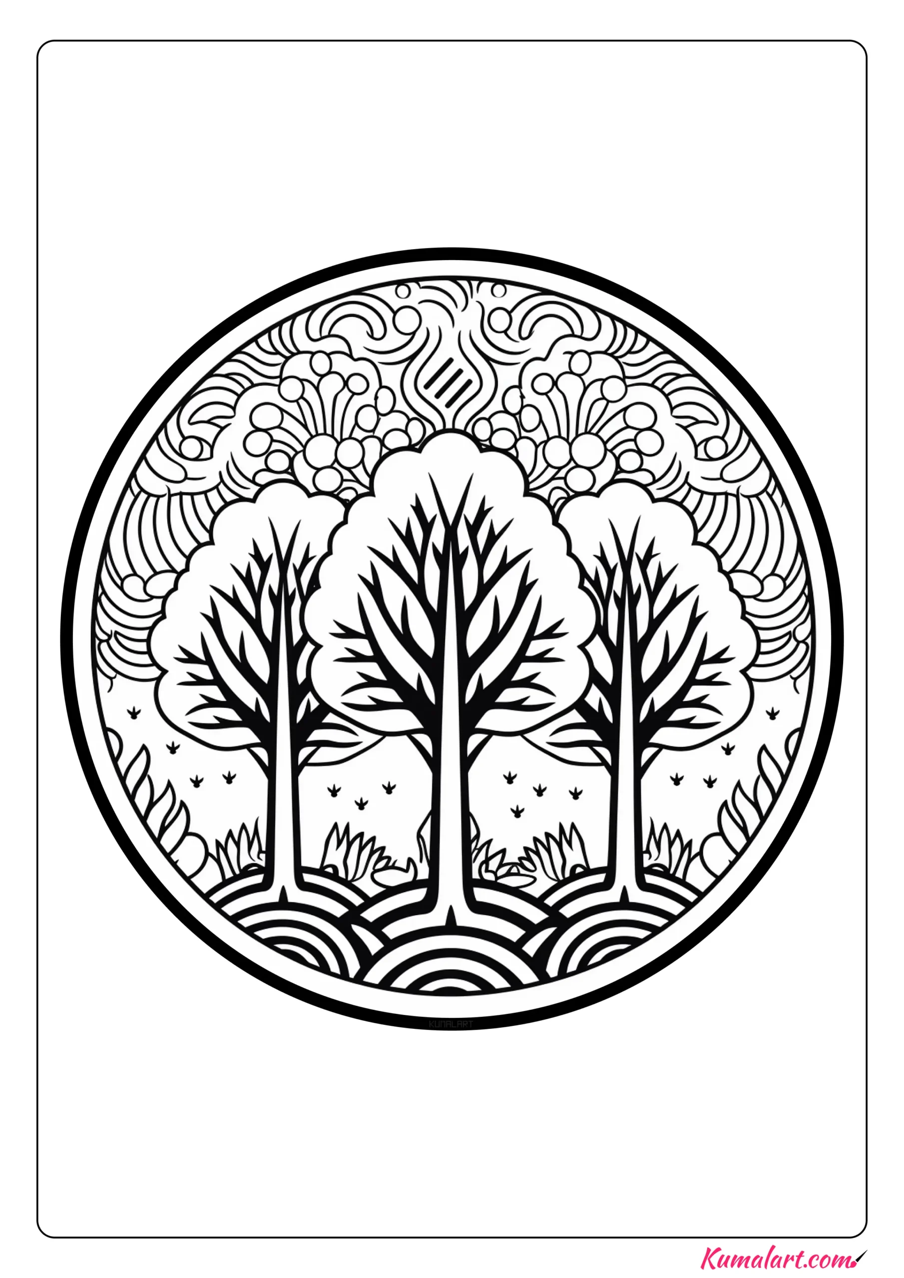 Dense Forest Coloring Page