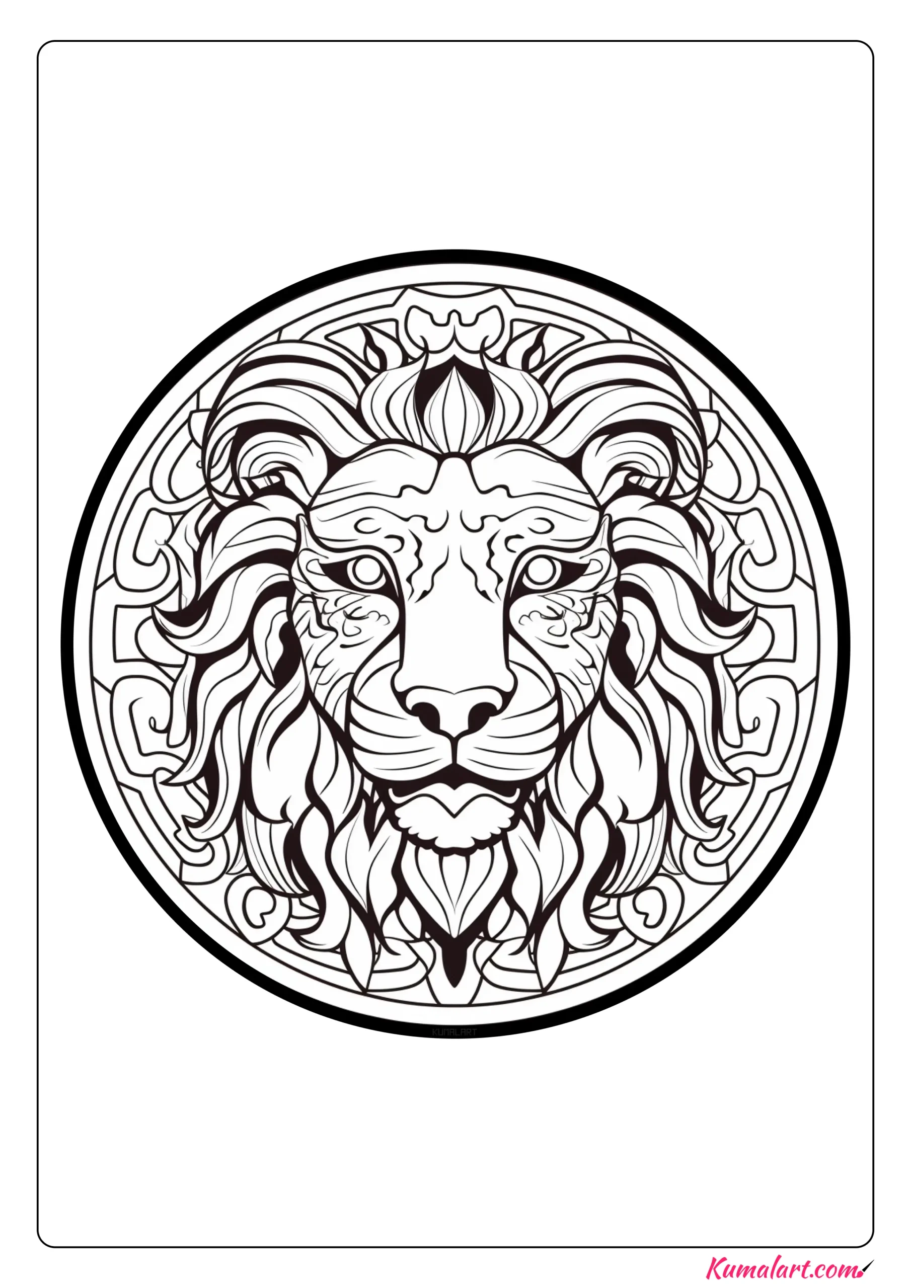 Felix the Lion Mandala Coloring Page