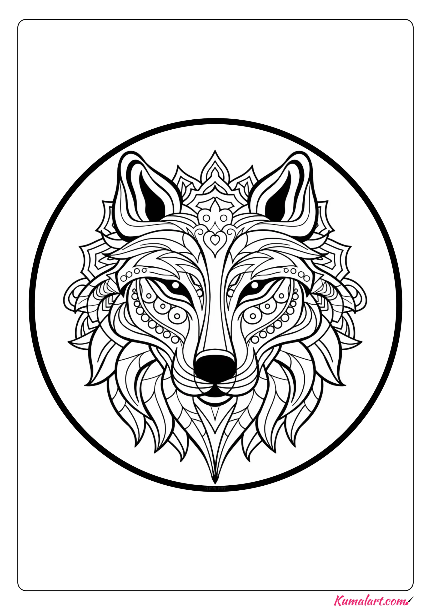 Felix the Wolf Mandala Coloring Page