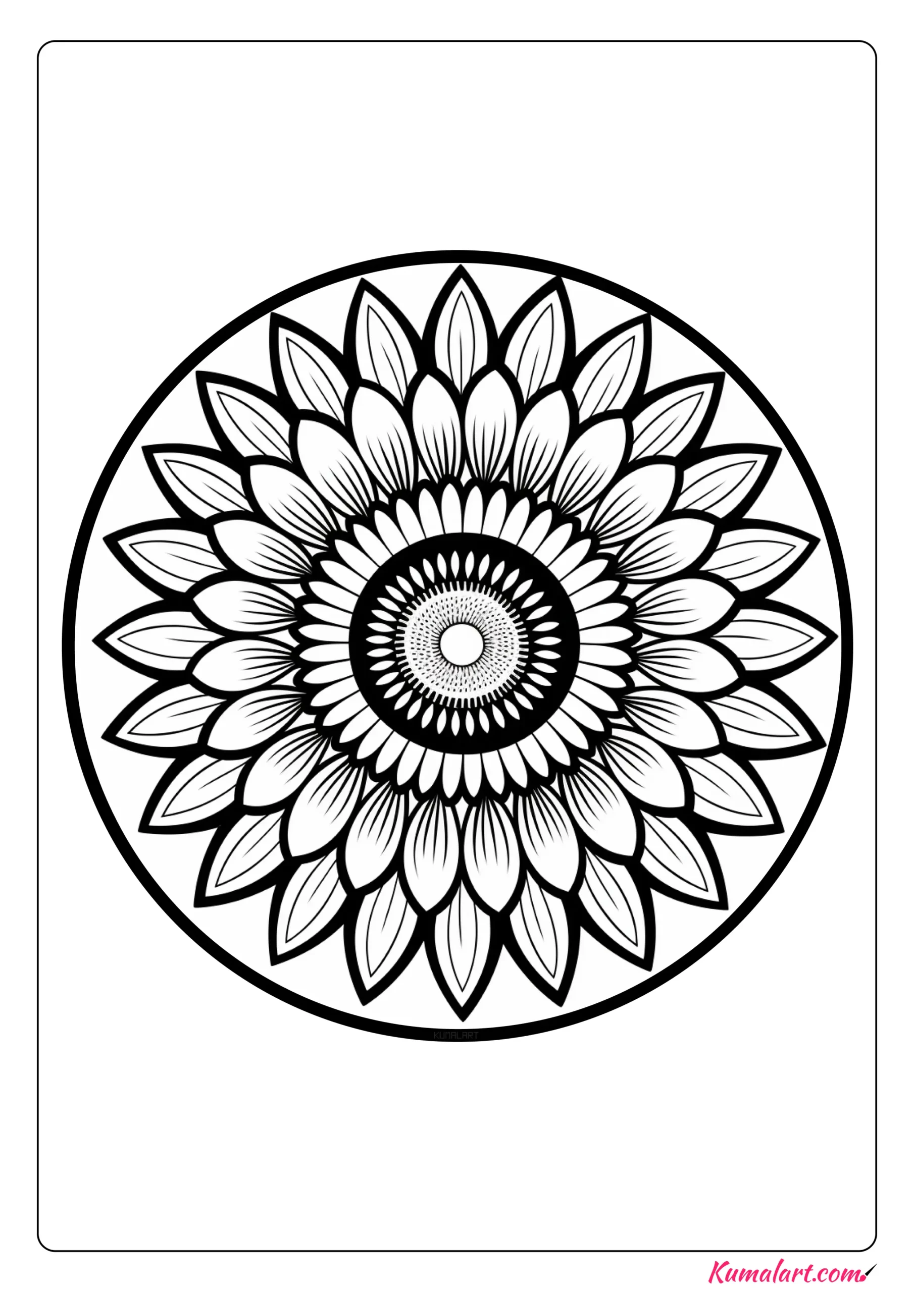 Floral Sunflower Coloring Page