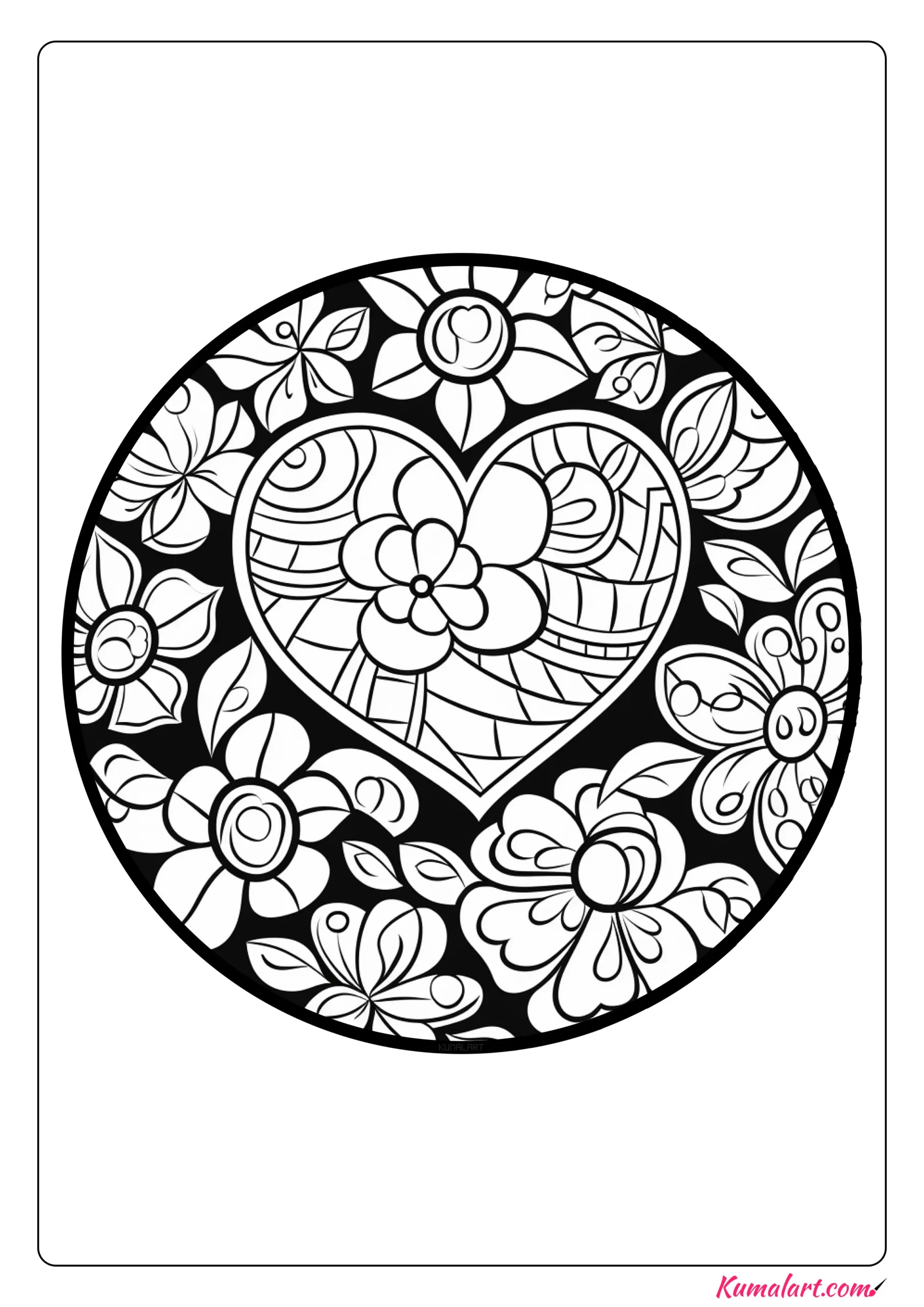 Floral Valentine’s Day Coloring Page