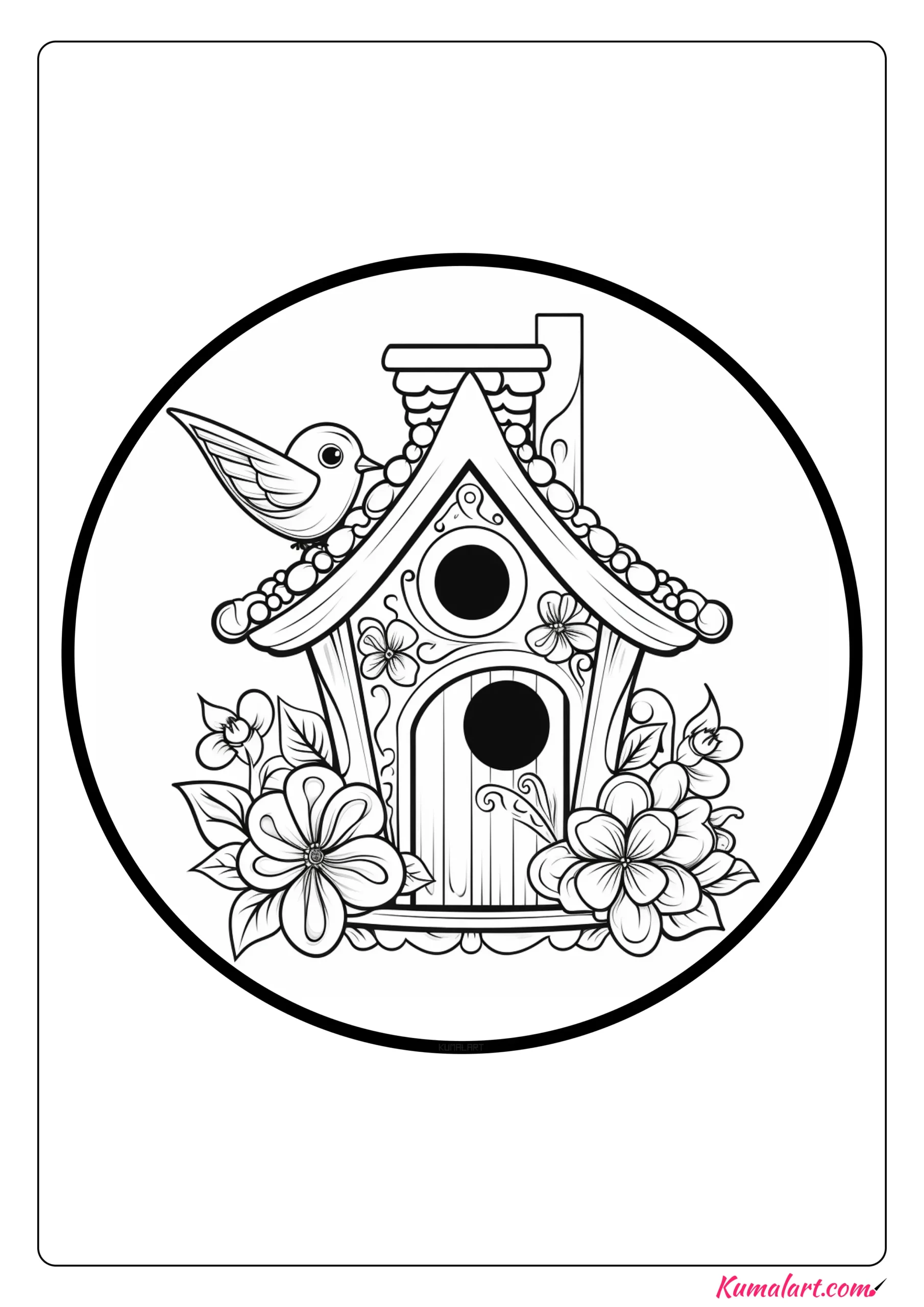 Flowery Birdhouse Coloring Page