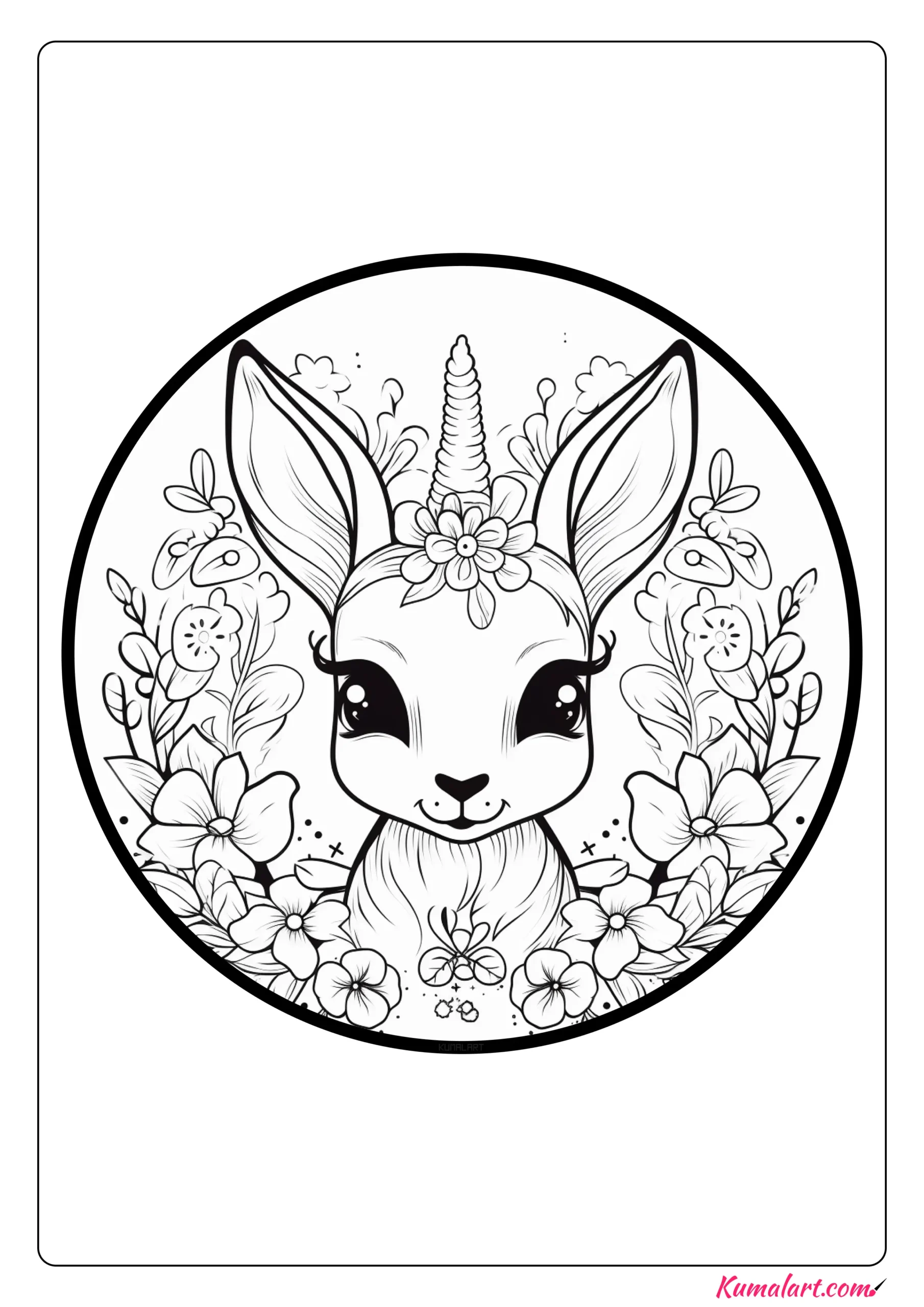 Glimmer Unicorn Bunny Coloring Page