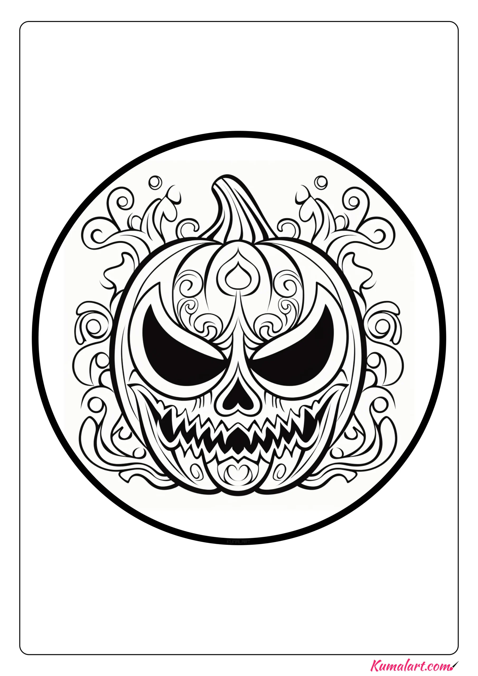Horrifying Scary Pumpkin Coloring Page