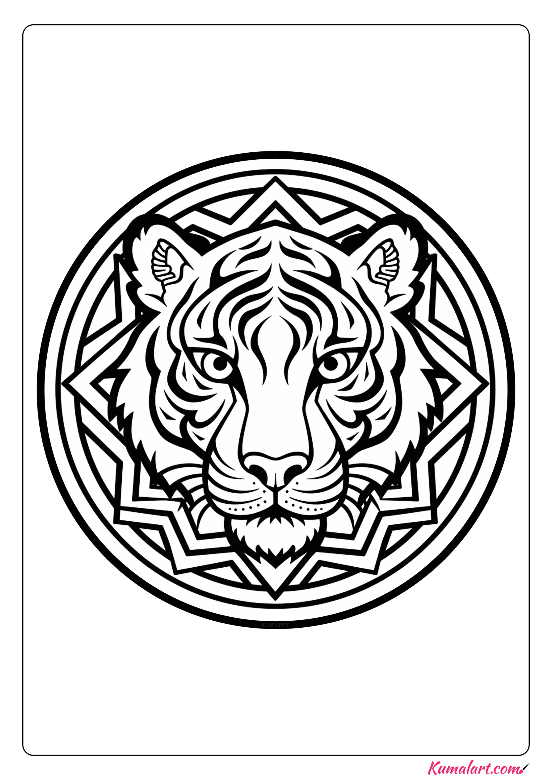 Jo the Tiger Mandala Coloring Page
