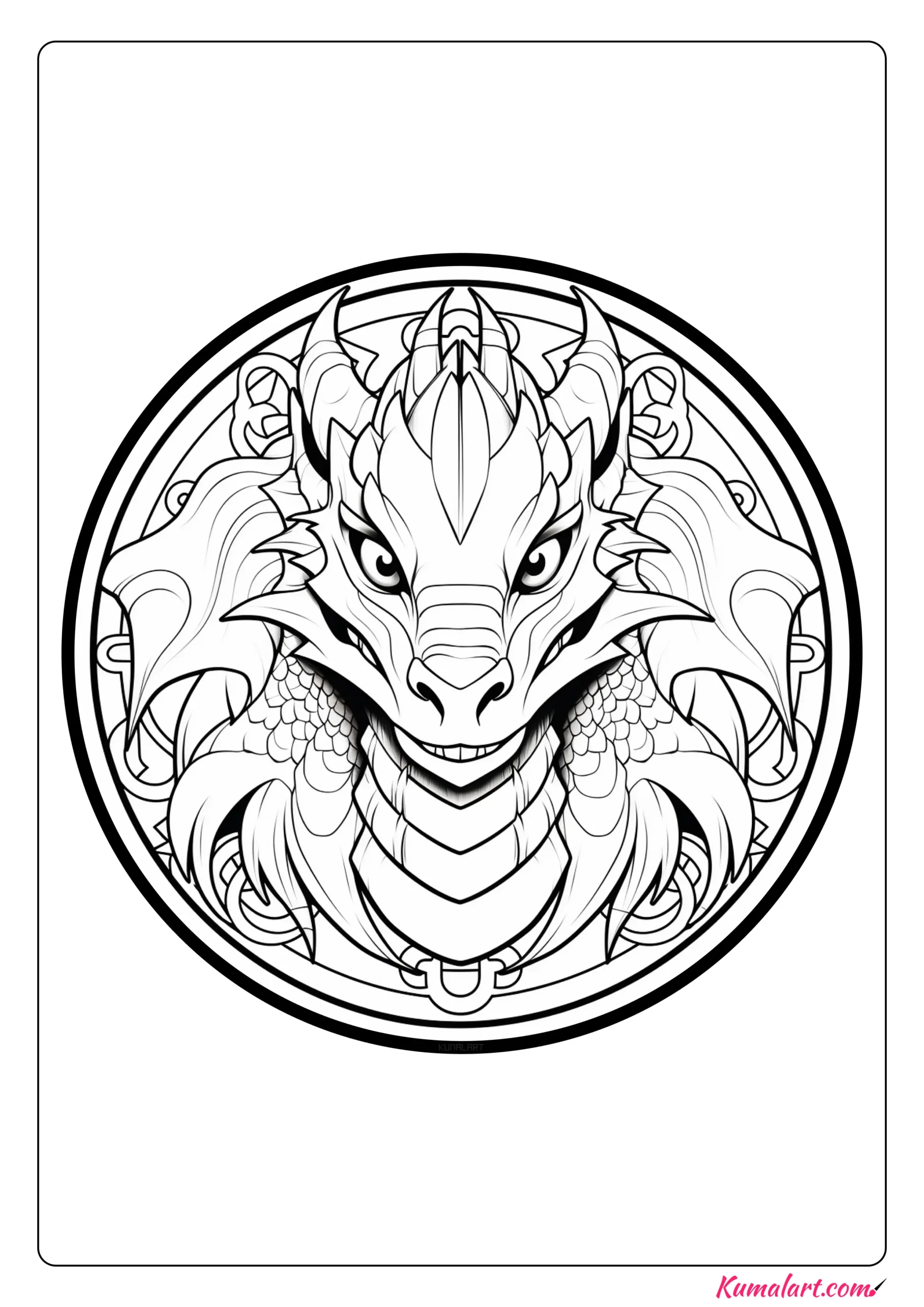 Jola The Dragon Mandala Coloring Page (Printable A4 Page)