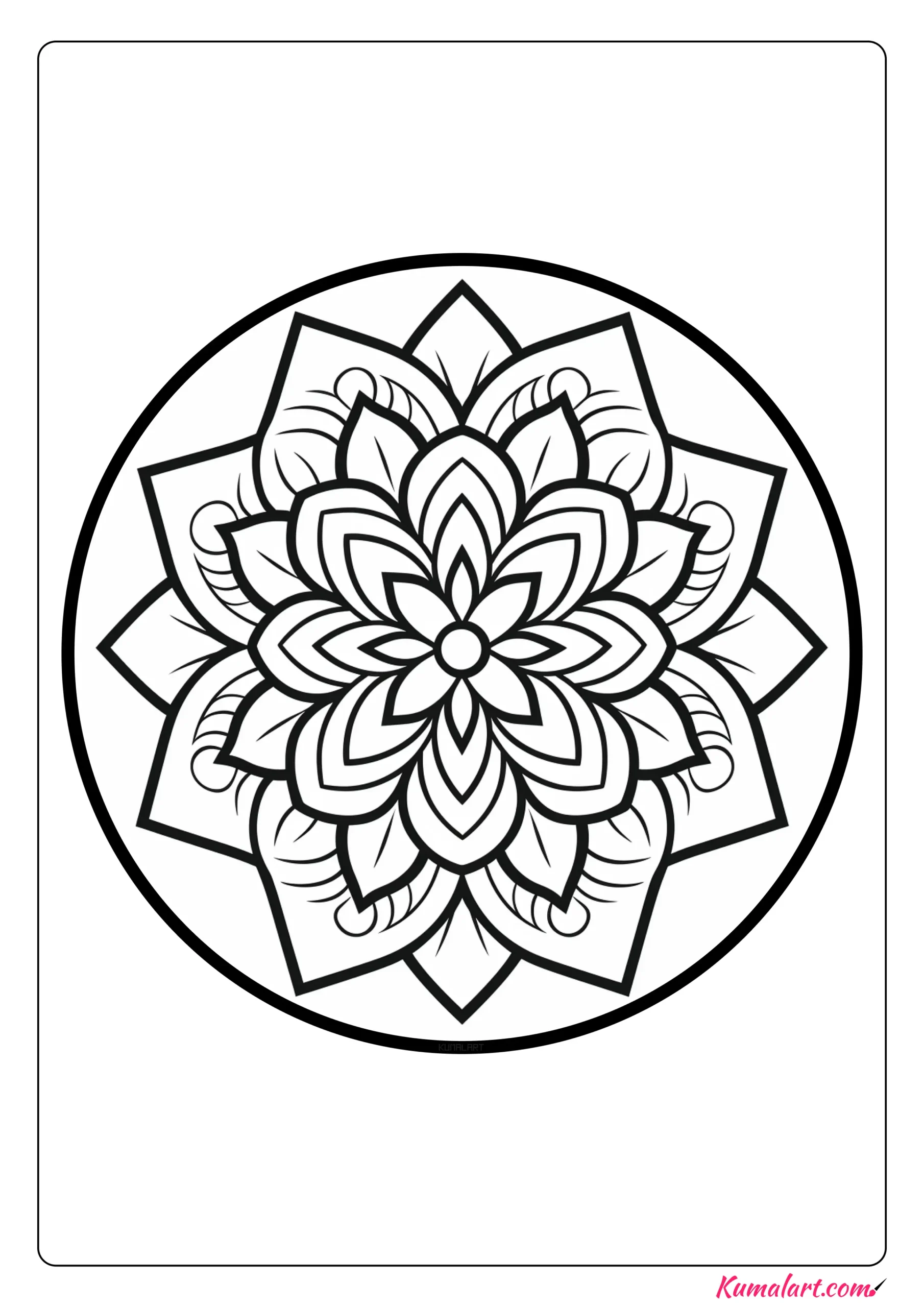 Kaleidoscope Lotus Flower Mandala Coloring Page