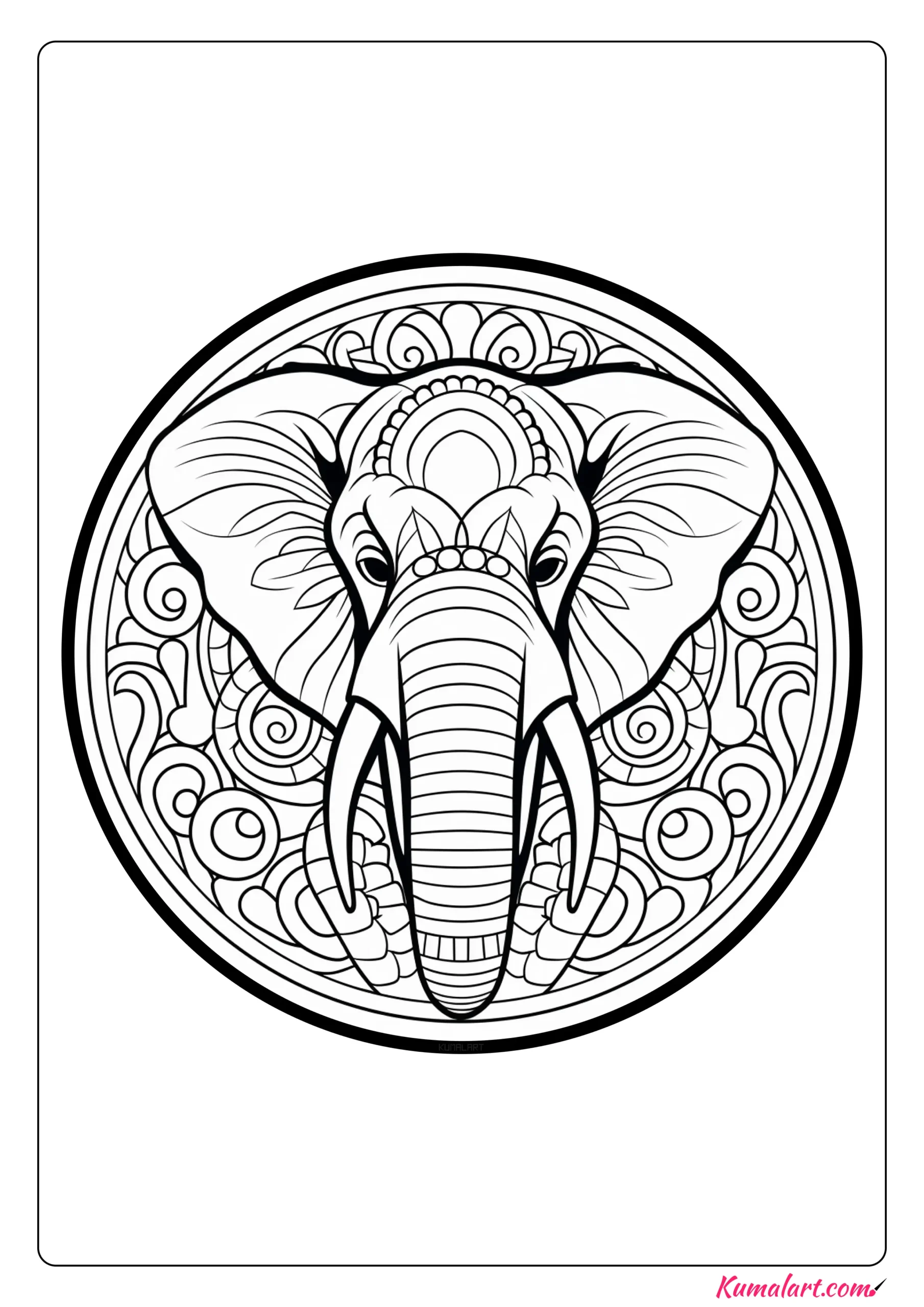 Kaziu the Elephant Mandala Coloring Page