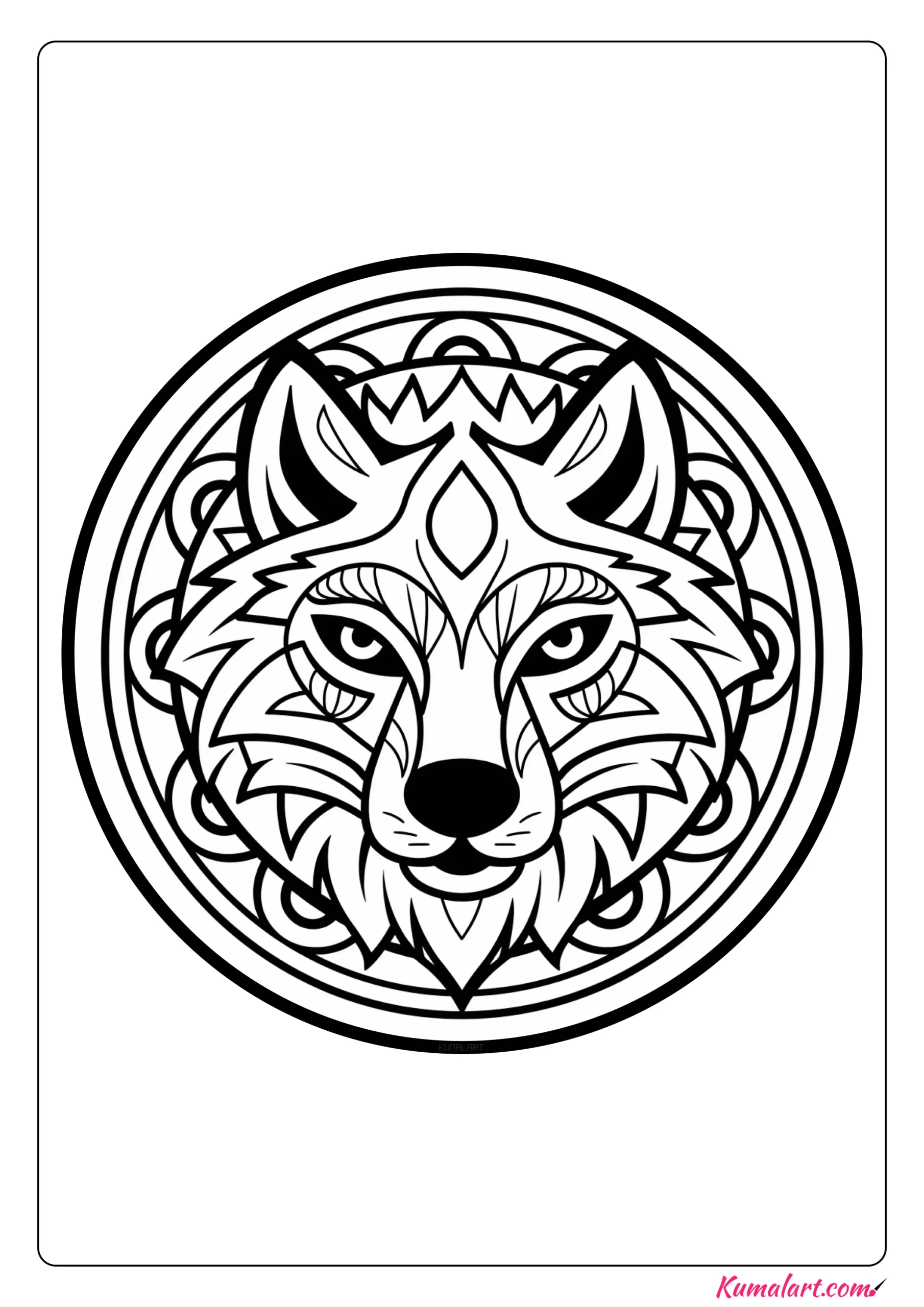 Kaziu the Wolf Mandala Coloring Page