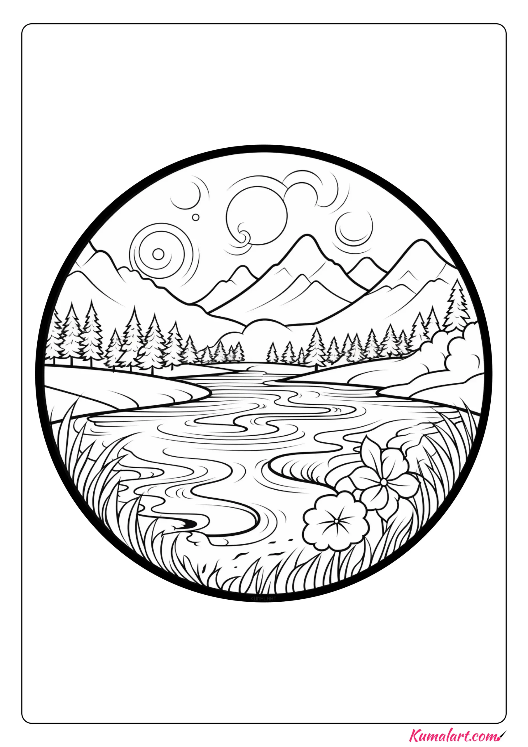 Lively River Coloring Page