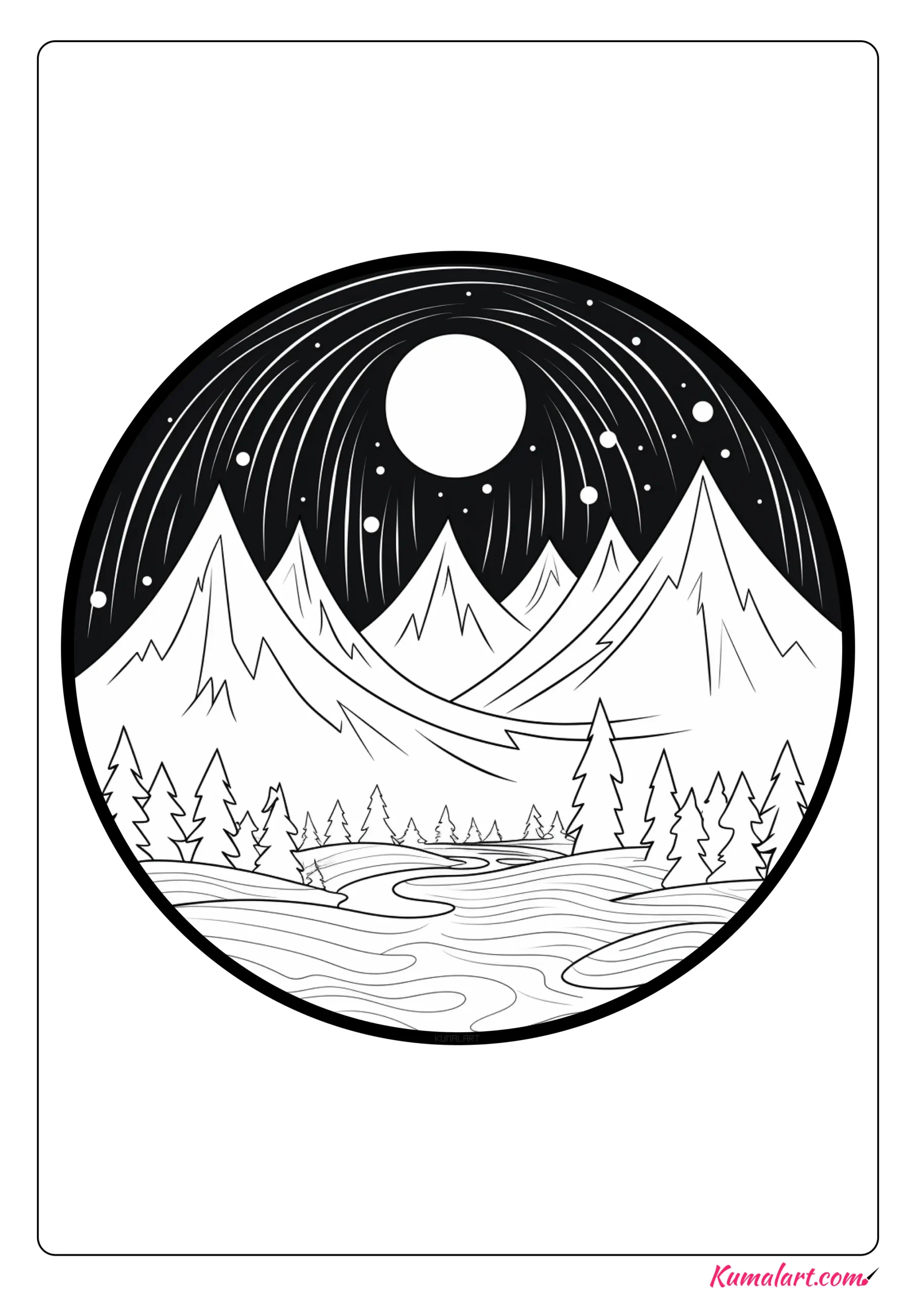 Lovely Northern Lights Coloring Page