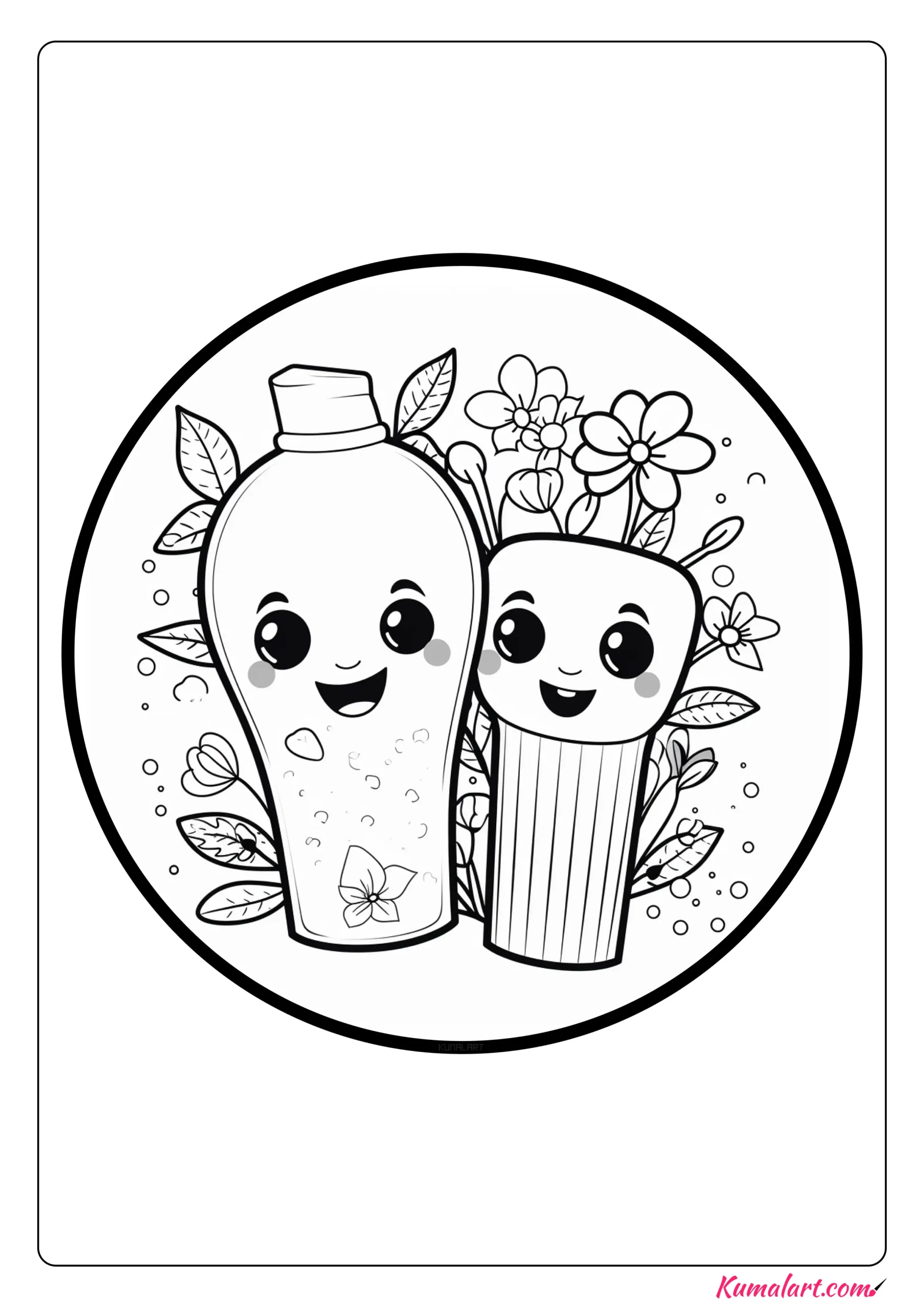 Lovely Tooth Brushing Coloring Page