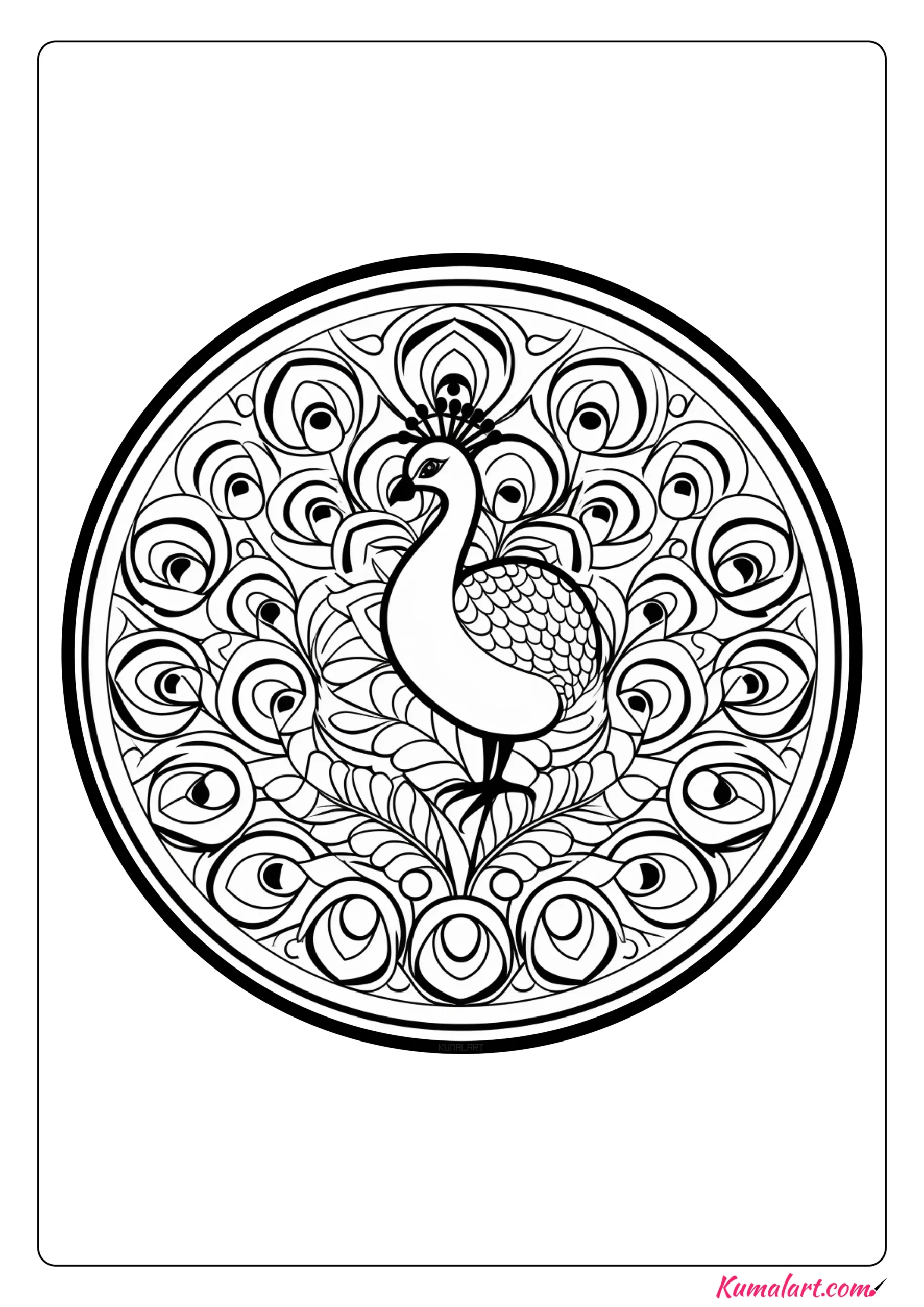 Lucy the Peacock Mandala Coloring Page