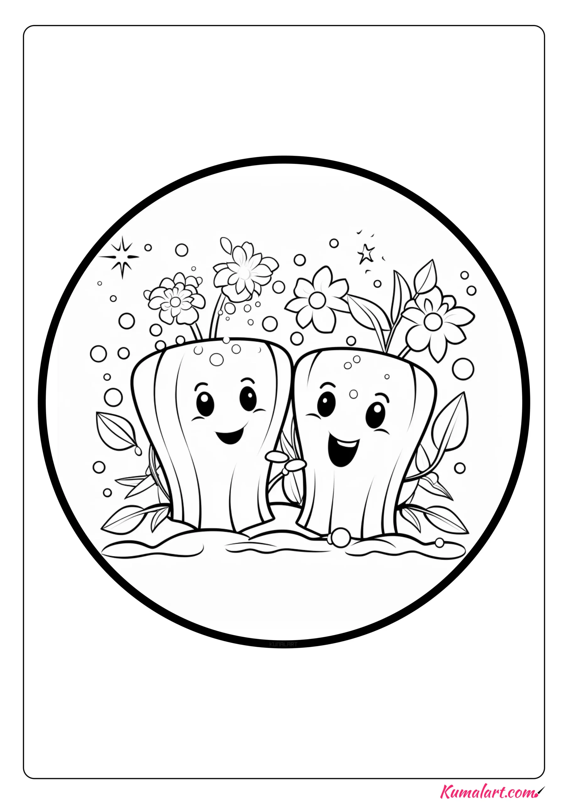 Magical Tooth Brushing Coloring Page
