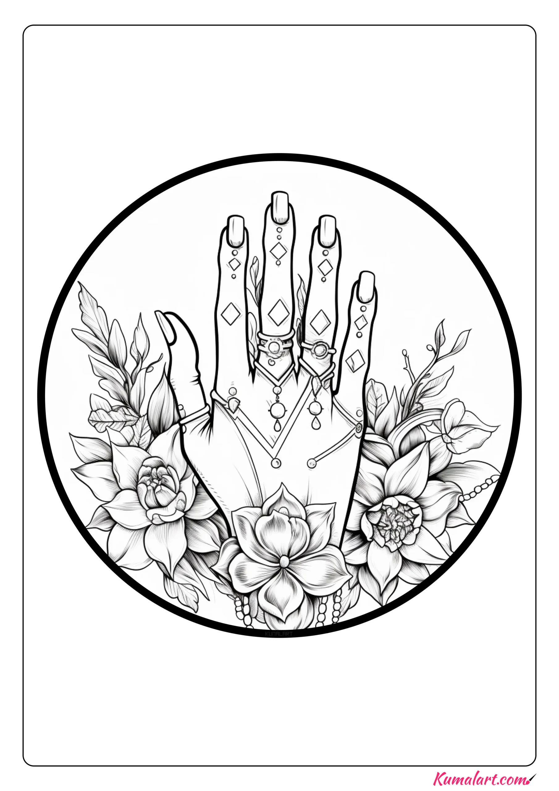 Magnificent Long Nails Coloring Page