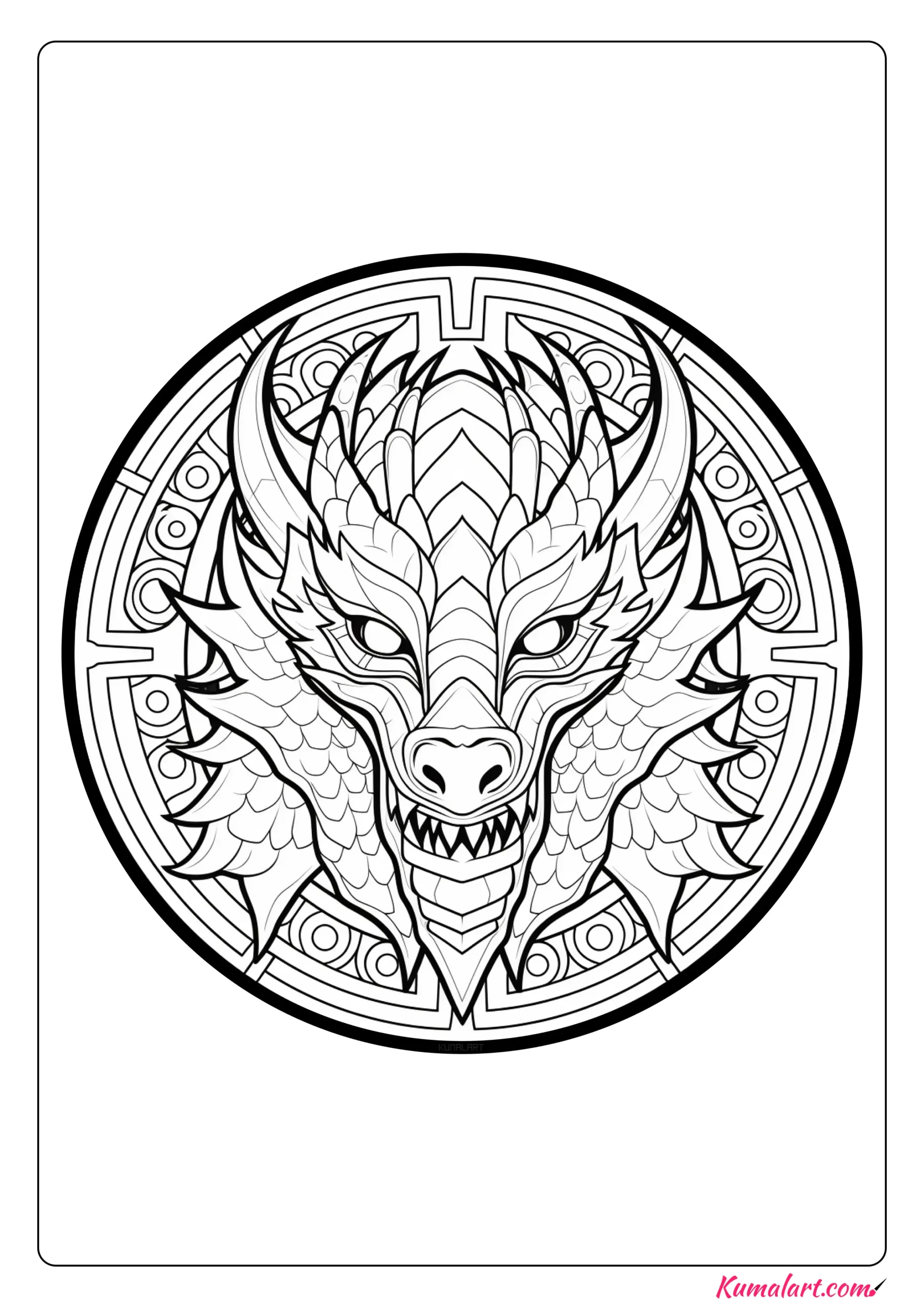 Marian The Dragon Mandala Coloring Page (Printable A4 Page)